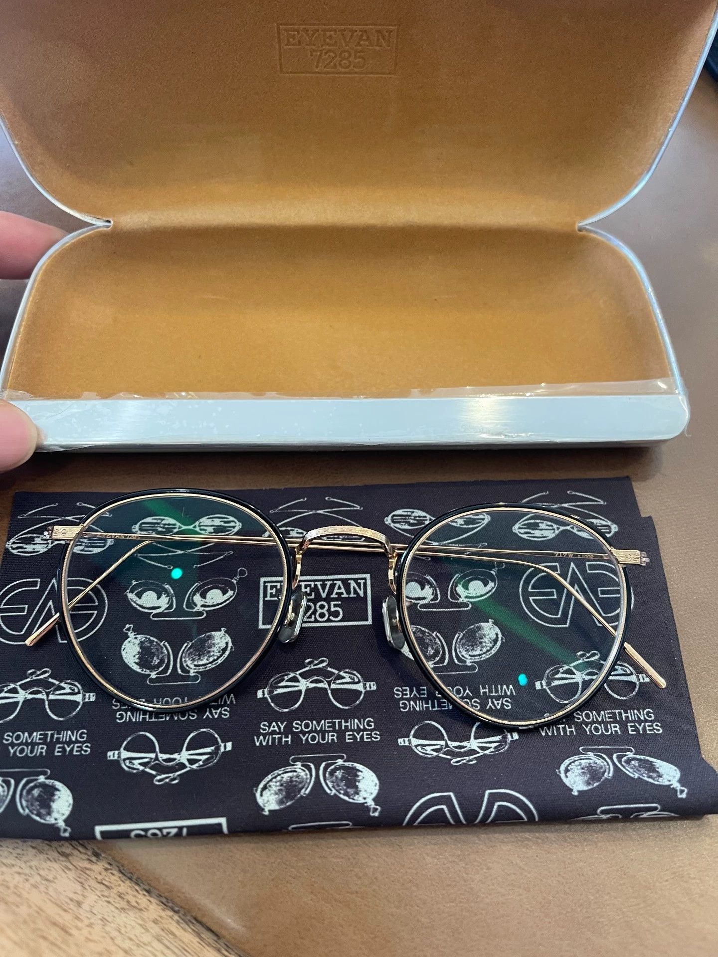 Eyevan 7285 Lightweight Black Gold Frame Glasses Size ONE SIZE - 2 Thumbnail