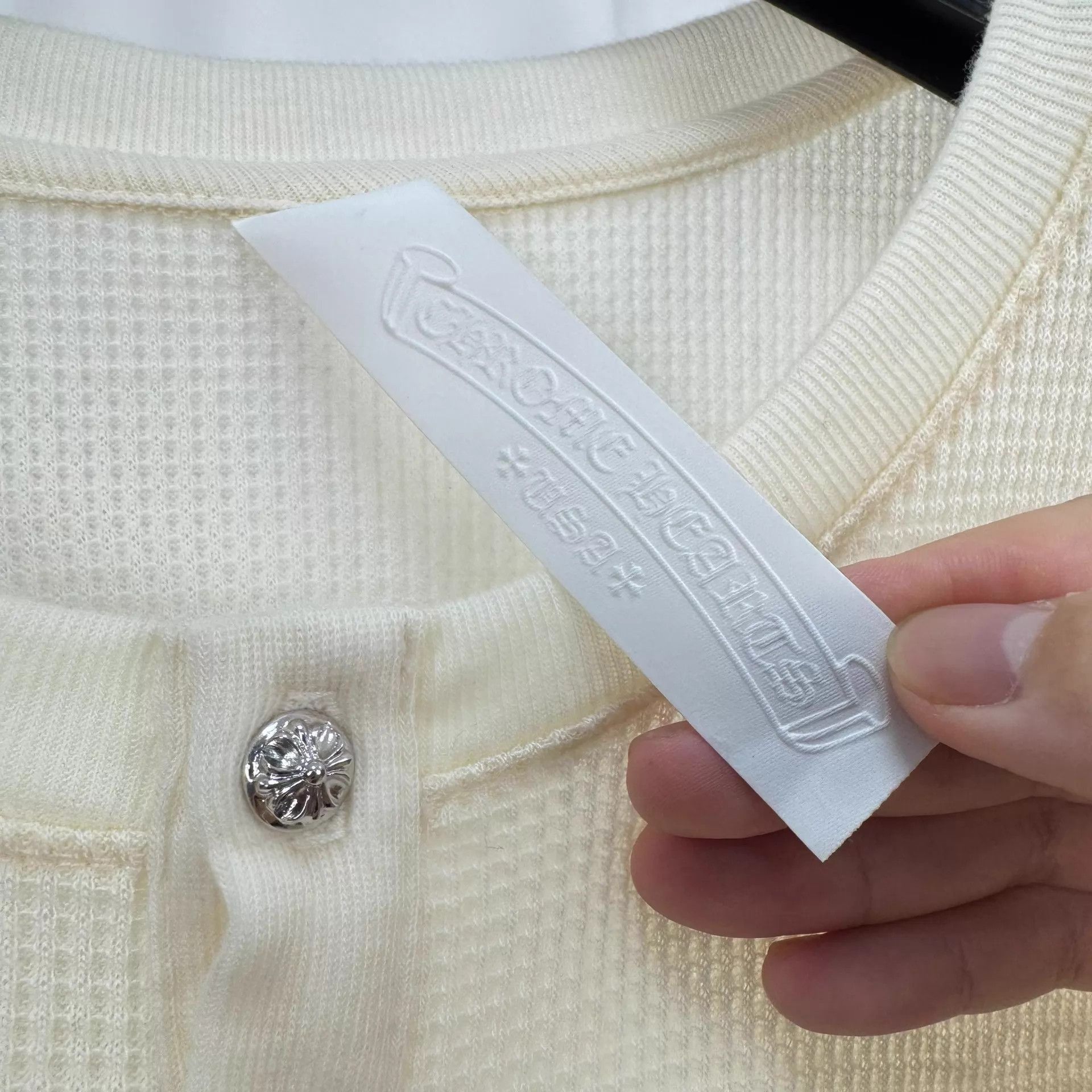 Chrome Hearts Unique Beige Waffle Long Sleeve with Silver Accents Size US XL / EU 56 / 4 - 5 Thumbnail