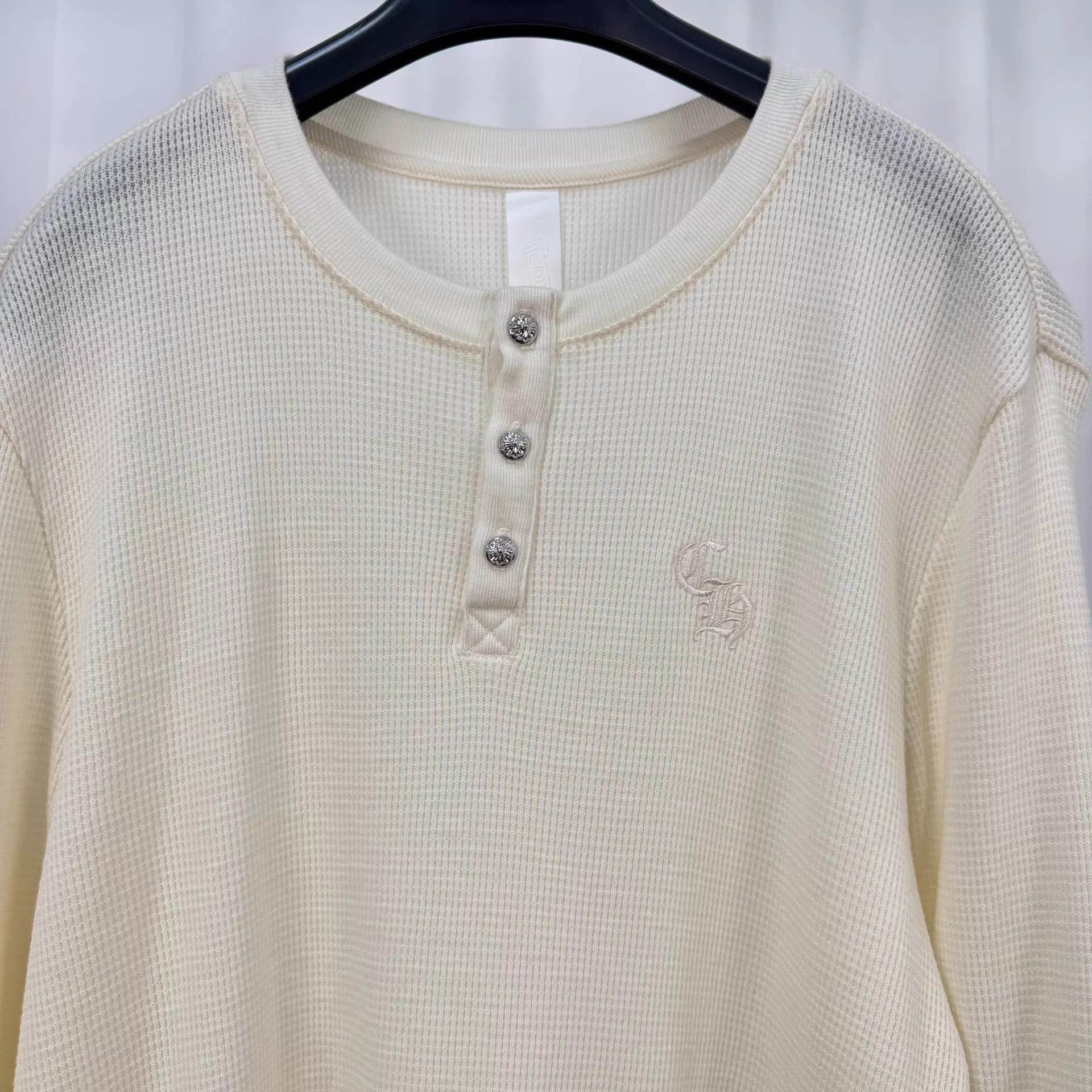 Chrome Hearts Unique Beige Waffle Long Sleeve with Silver Accents Size US XL / EU 56 / 4 - 3 Thumbnail
