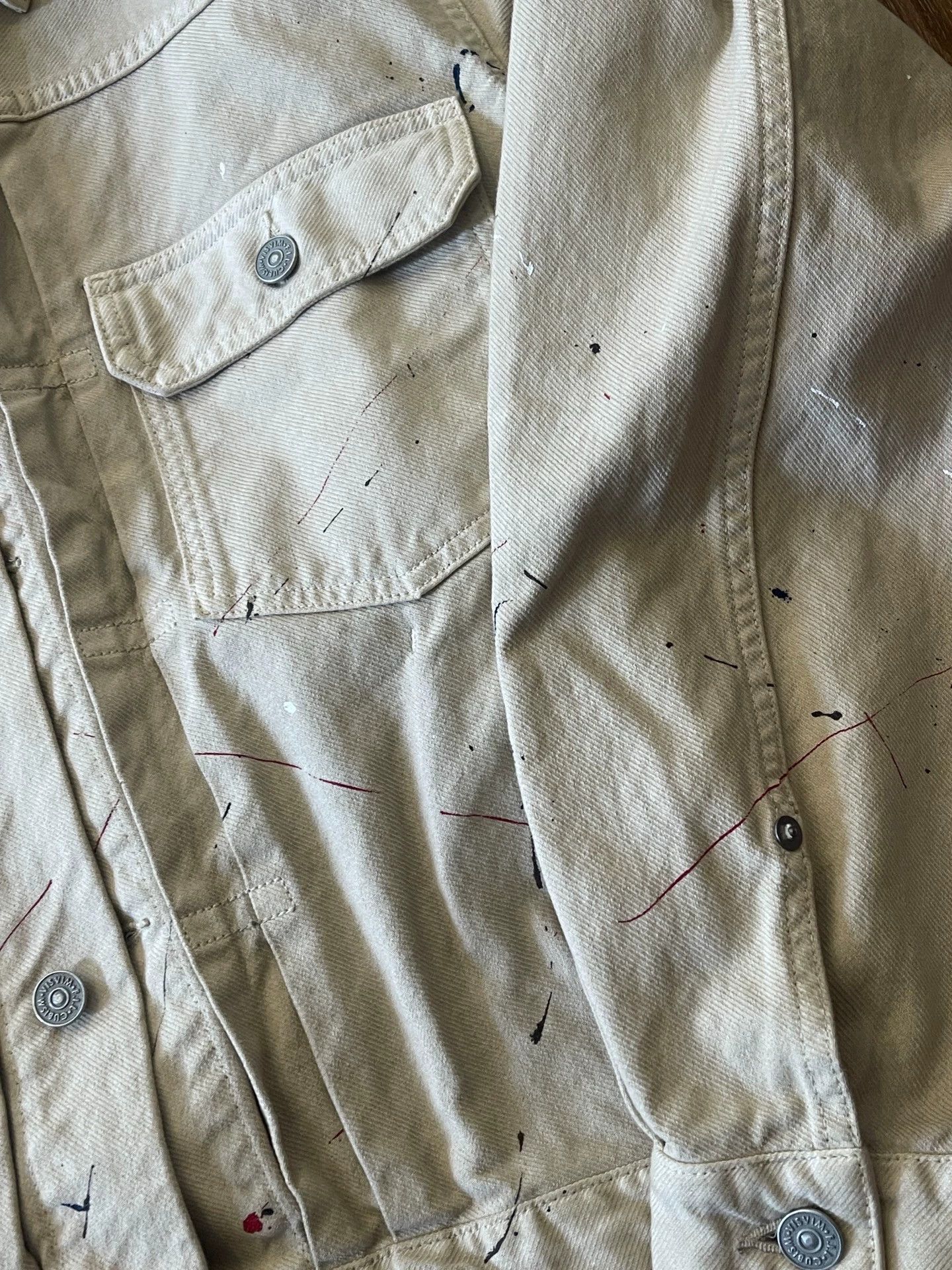 Visvim Ink Splatter Light Jacket in Beige Size US M / EU 48-50 / 2 - 4 Thumbnail