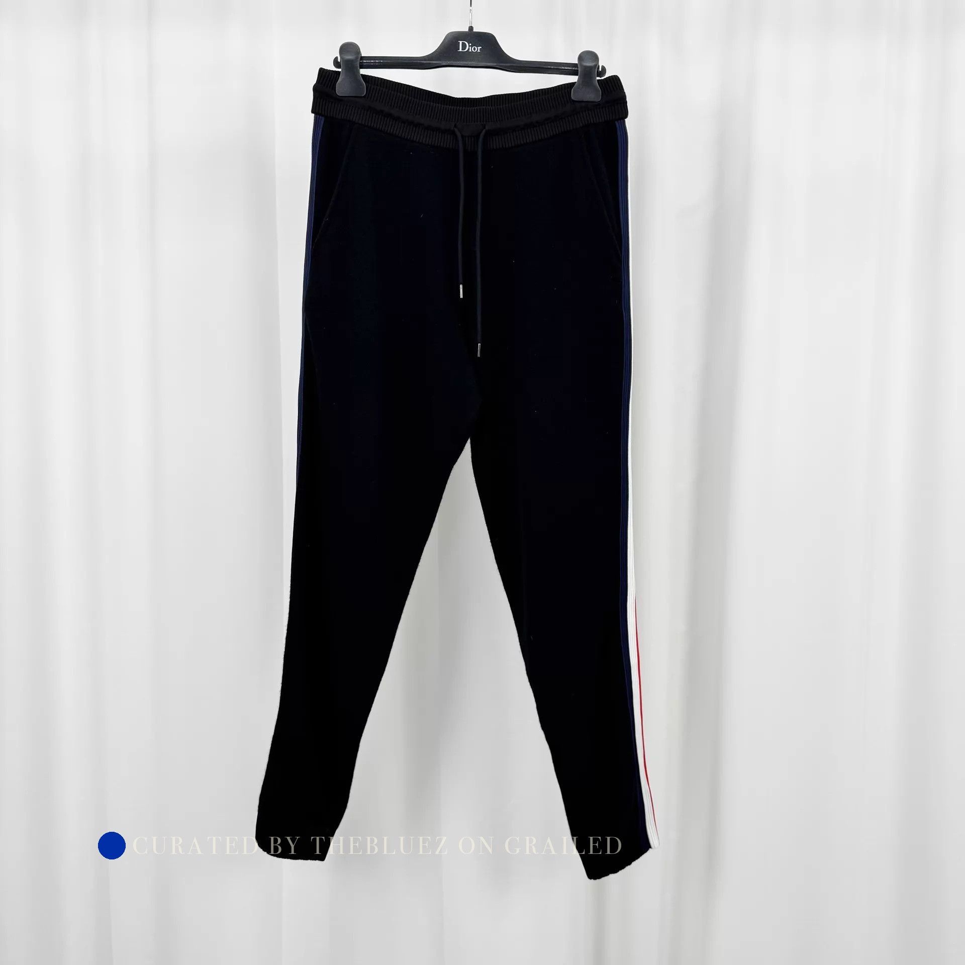 Moncler Stylish Black Knit Striped Sweatpants Size US 34 / EU 50 - 2 Thumbnail