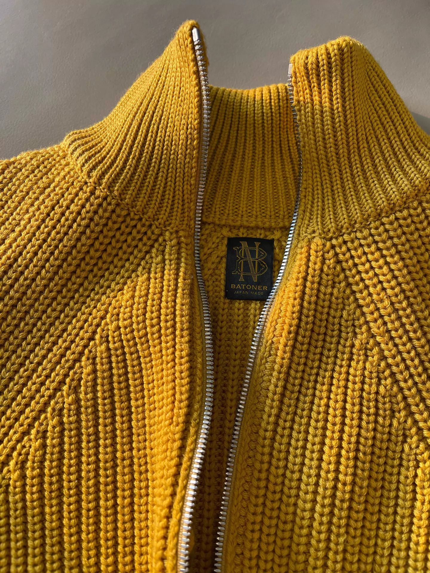 Batoner Yellow Knit Zip Sweater Size US M / EU 48-50 / 2 - 2 Thumbnail