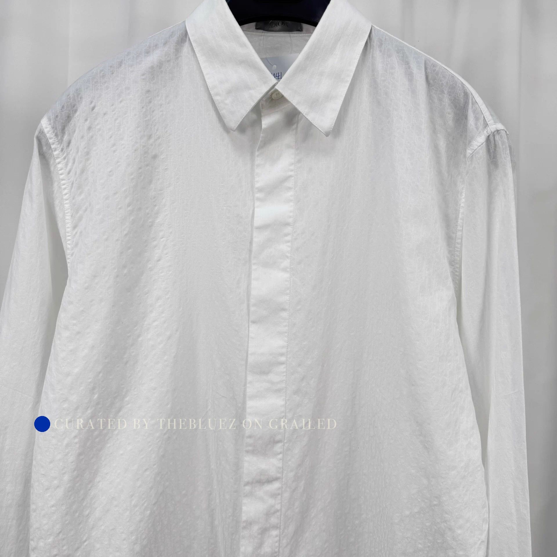 Dior Elegant White Oblique Pattern Button-Up Shirt Size US M / EU 48-50 / 2 - 3 Thumbnail