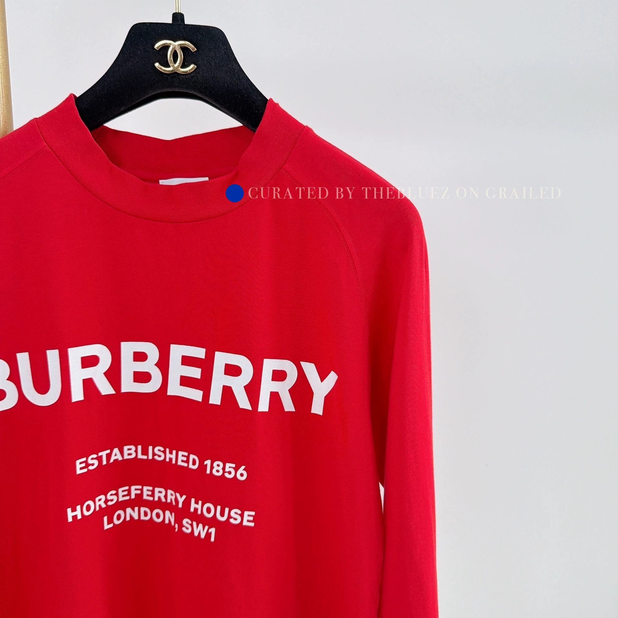 Burberry Red Logo Long Sleeve Tee in XS Size US XS / EU 42 / 0 - 3 Thumbnail