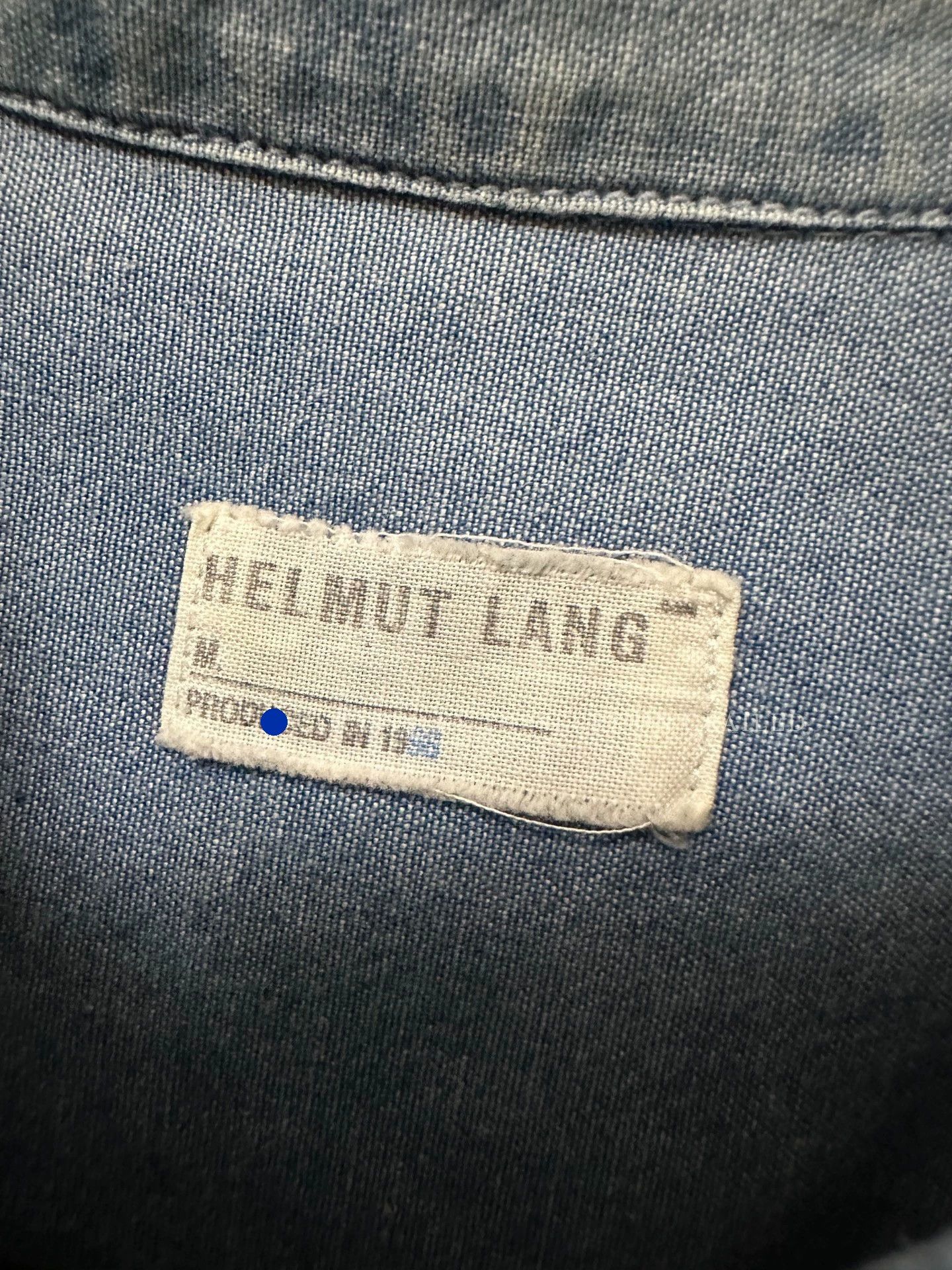 Helmut Lang Vintage Oversized Blue Denim Short Sleeve Shirt Size US L / EU 52-54 / 3 - 4 Thumbnail