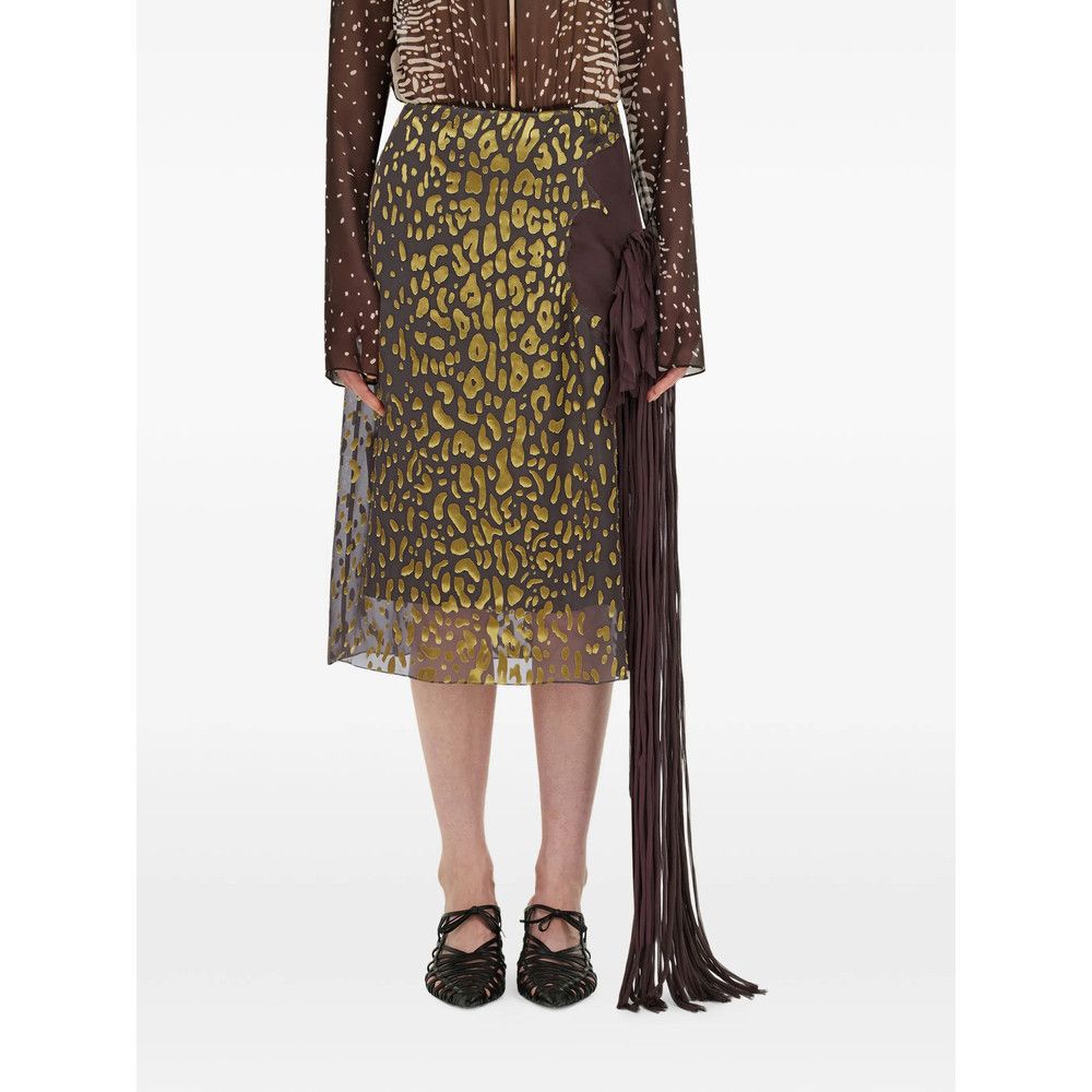 Salvatore Ferragamo Ferragamo BROWN Skirts - Asymmetric & Draped Skirts Size 27" / US 4 / IT 40 - 2 Thumbnail
