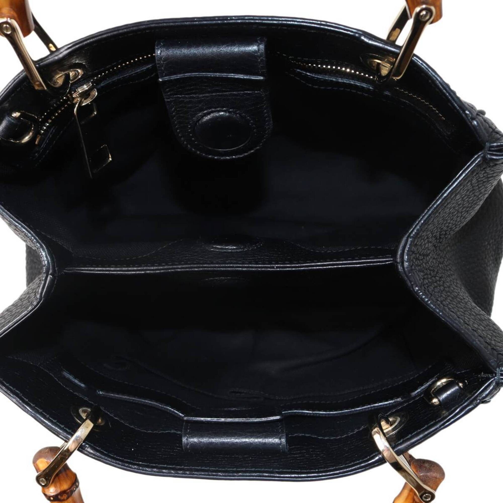 Gucci GUCCI Bamboo 2-way Handbag/Shoulder Bag, Black x 520981 Size ONE SIZE - 8 Thumbnail