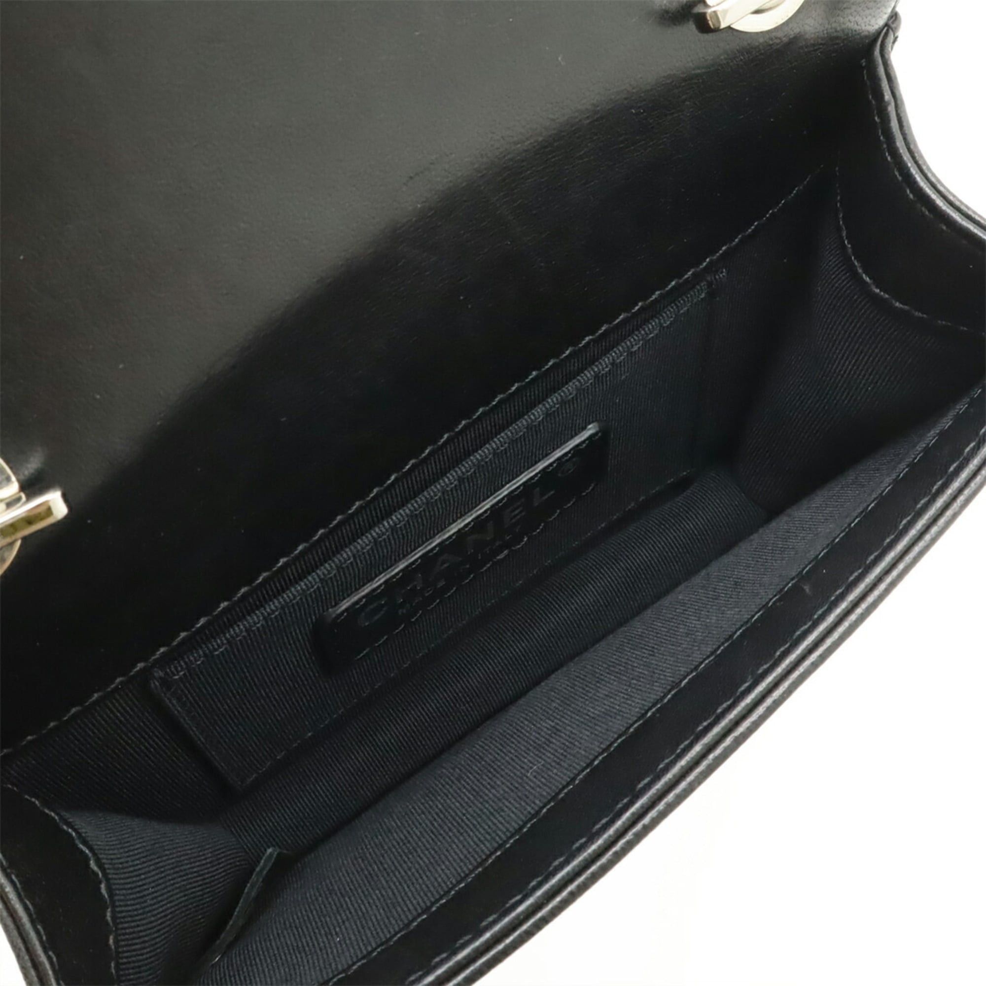 Chanel CHANEL Lego Boy Plastic Coco Mark Border Chain Shoulder Bag Pouch Leather Black White Size ONE SIZE - 8 Thumbnail
