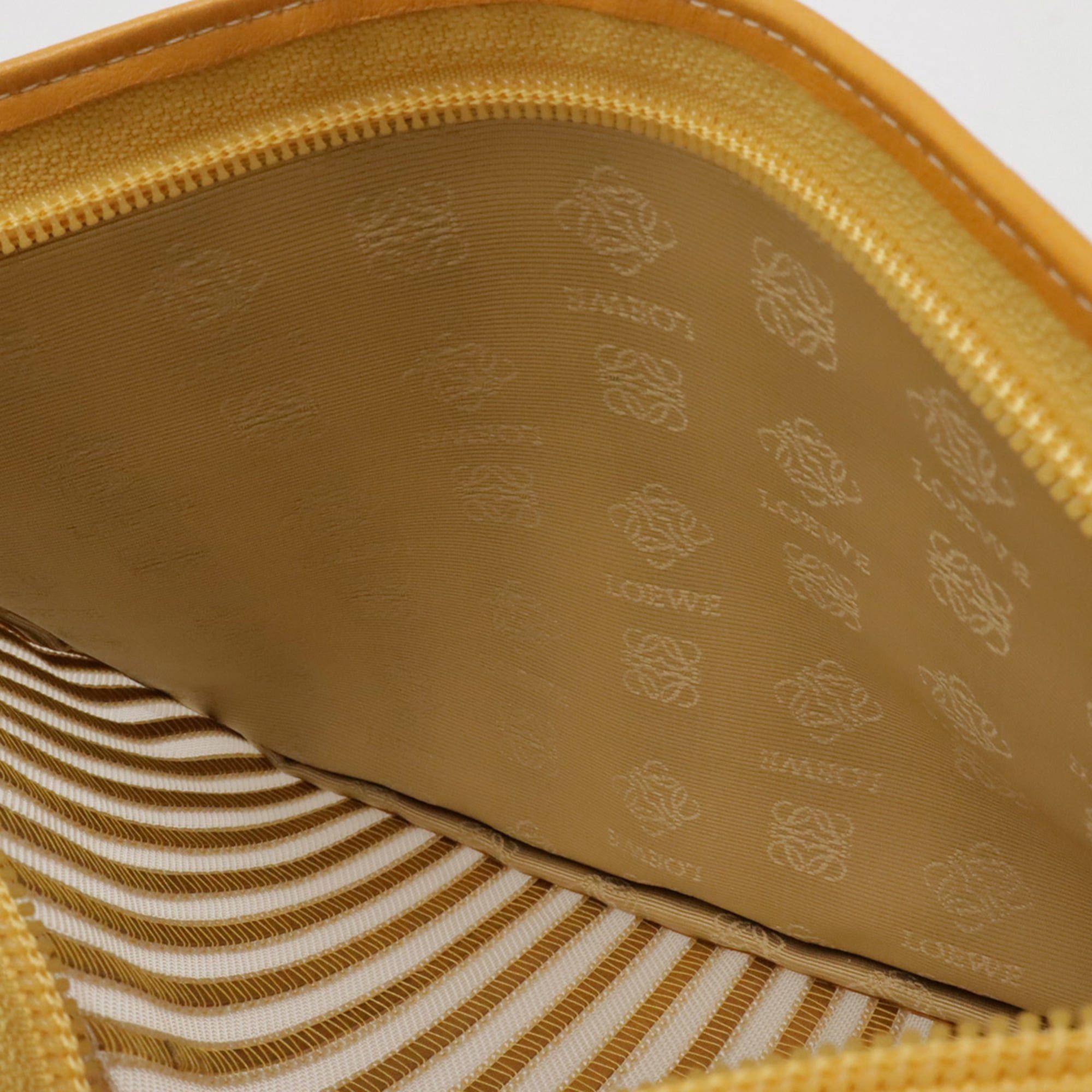 Loewe LOEWE Anagram Handbag Pouch Clutch Bag Striped Mesh Leather Mustard Size ONE SIZE - 6 Thumbnail