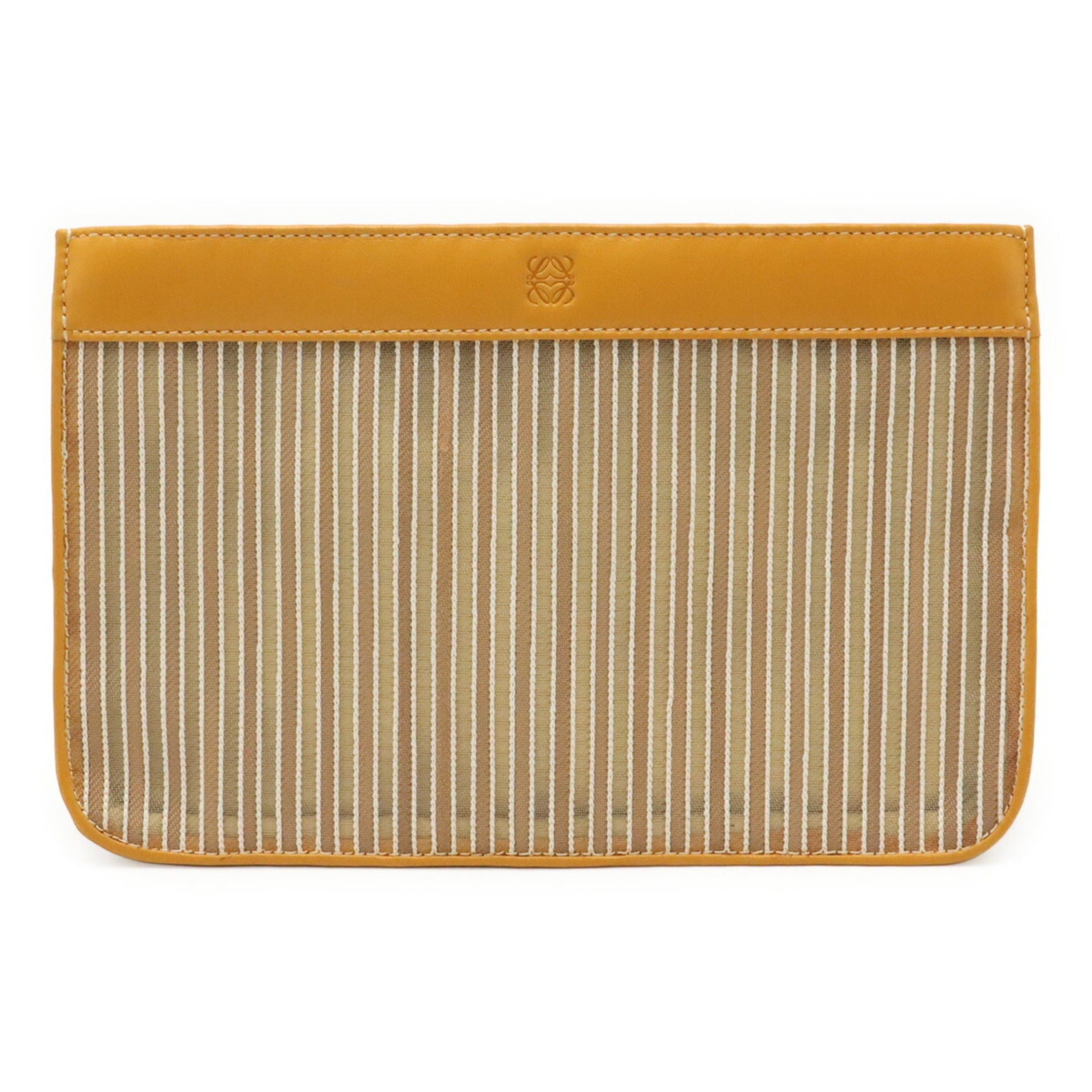 Loewe LOEWE Anagram Handbag Pouch Clutch Bag Striped Mesh Leather Mustard Size ONE SIZE - 2 Thumbnail