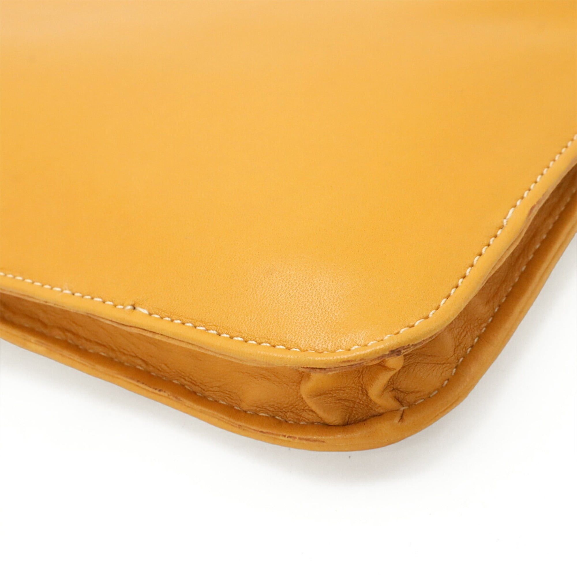 Loewe LOEWE Anagram Handbag Pouch Clutch Bag Striped Mesh Leather Mustard Size ONE SIZE - 4 Thumbnail