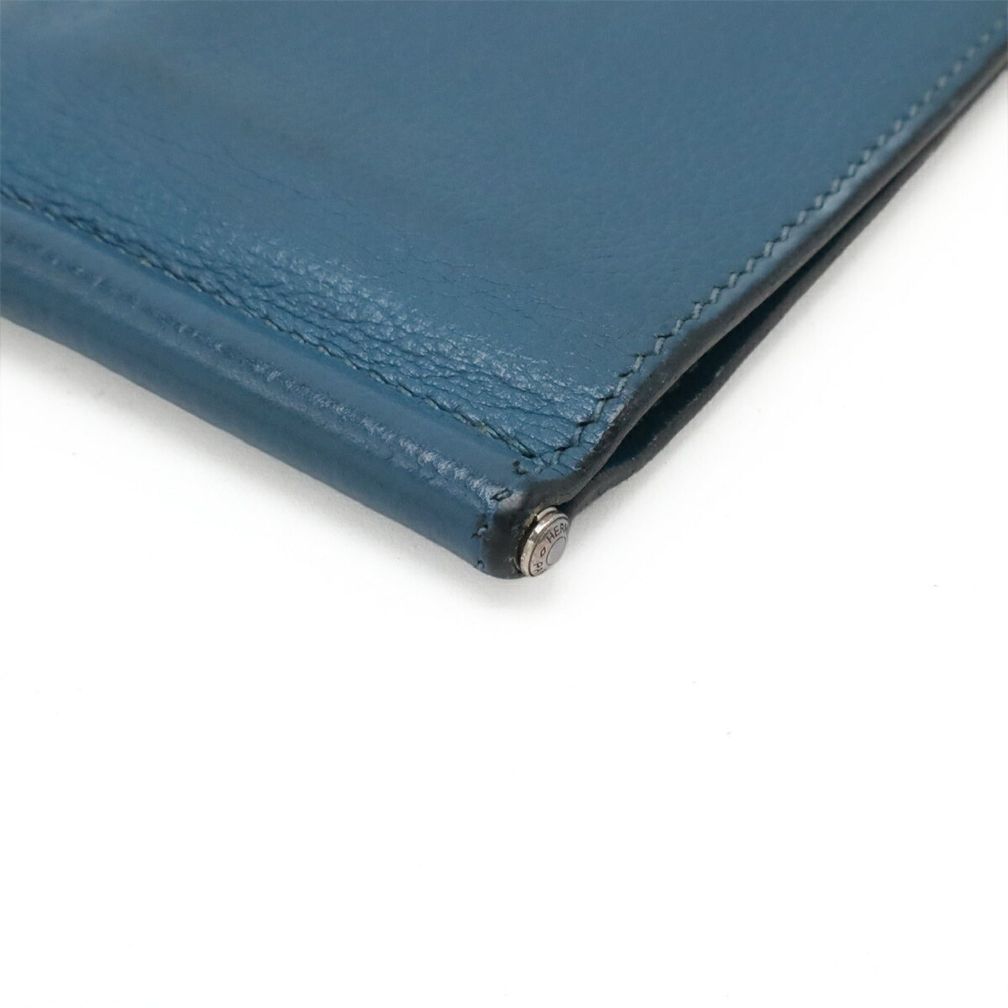Hermes HERMES Poker Bi-fold Wallet, Money Clip Style, Veau Epsom Leather, Peacock Blue Size ONE SIZE - 4 Thumbnail