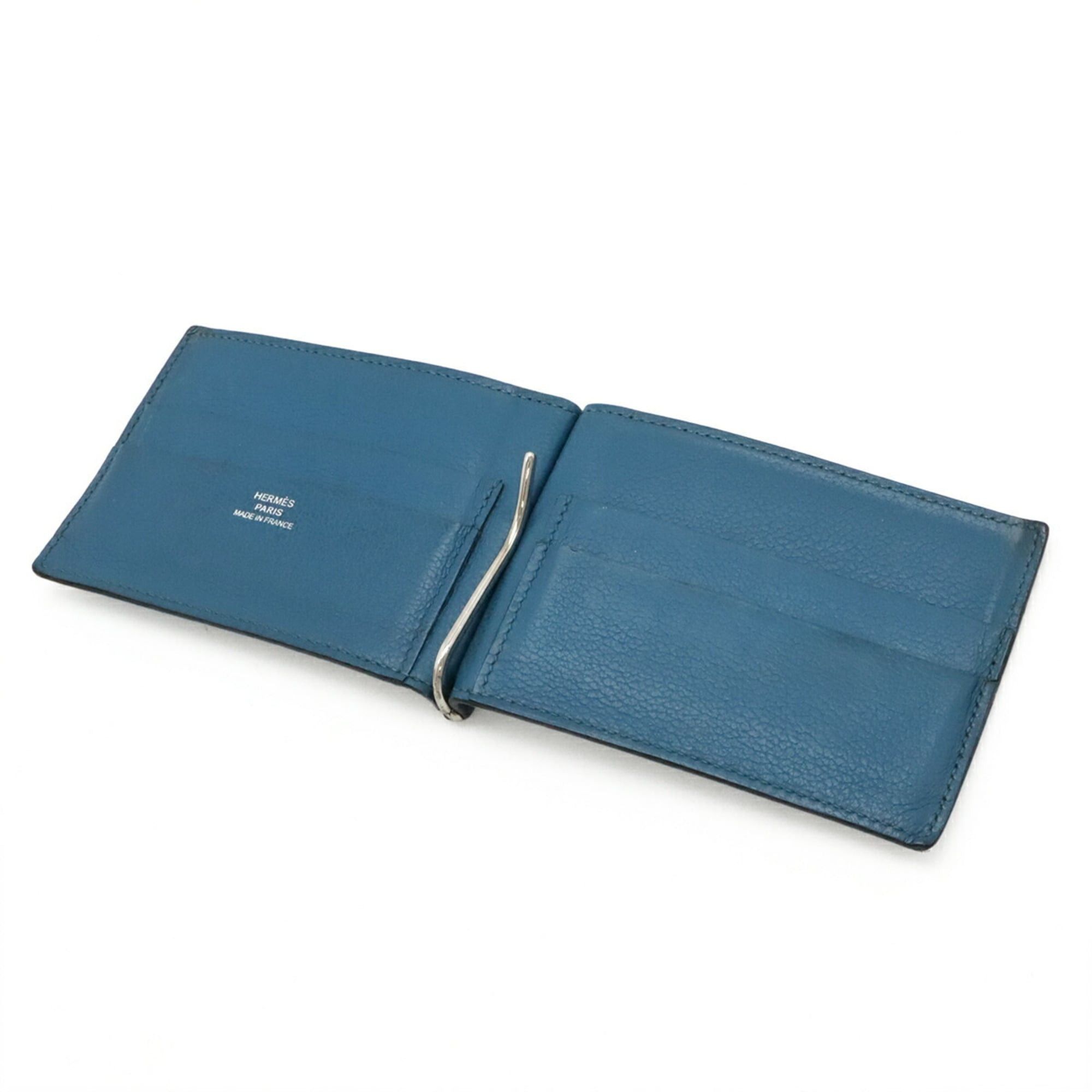 Hermes HERMES Poker Bi-fold Wallet, Money Clip Style, Veau Epsom Leather, Peacock Blue Size ONE SIZE - 5 Thumbnail