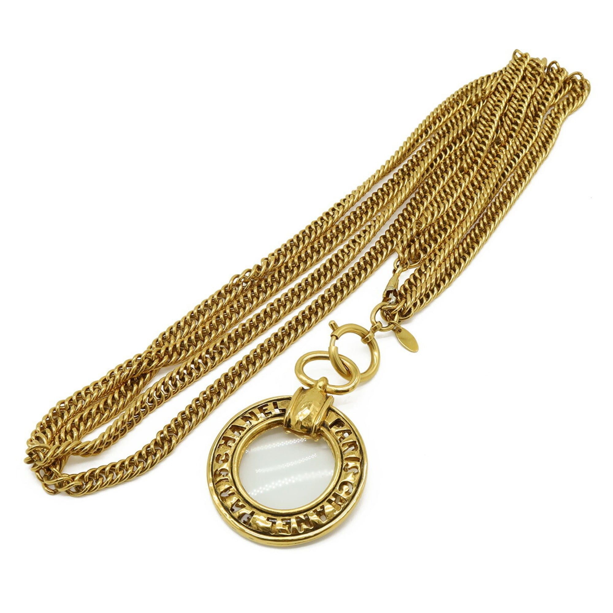 Chanel CHANEL Magnifying Glass Necklace, Double Chain Pendant, Circle, Round, GP Gold Size ONE SIZE - 3 Thumbnail