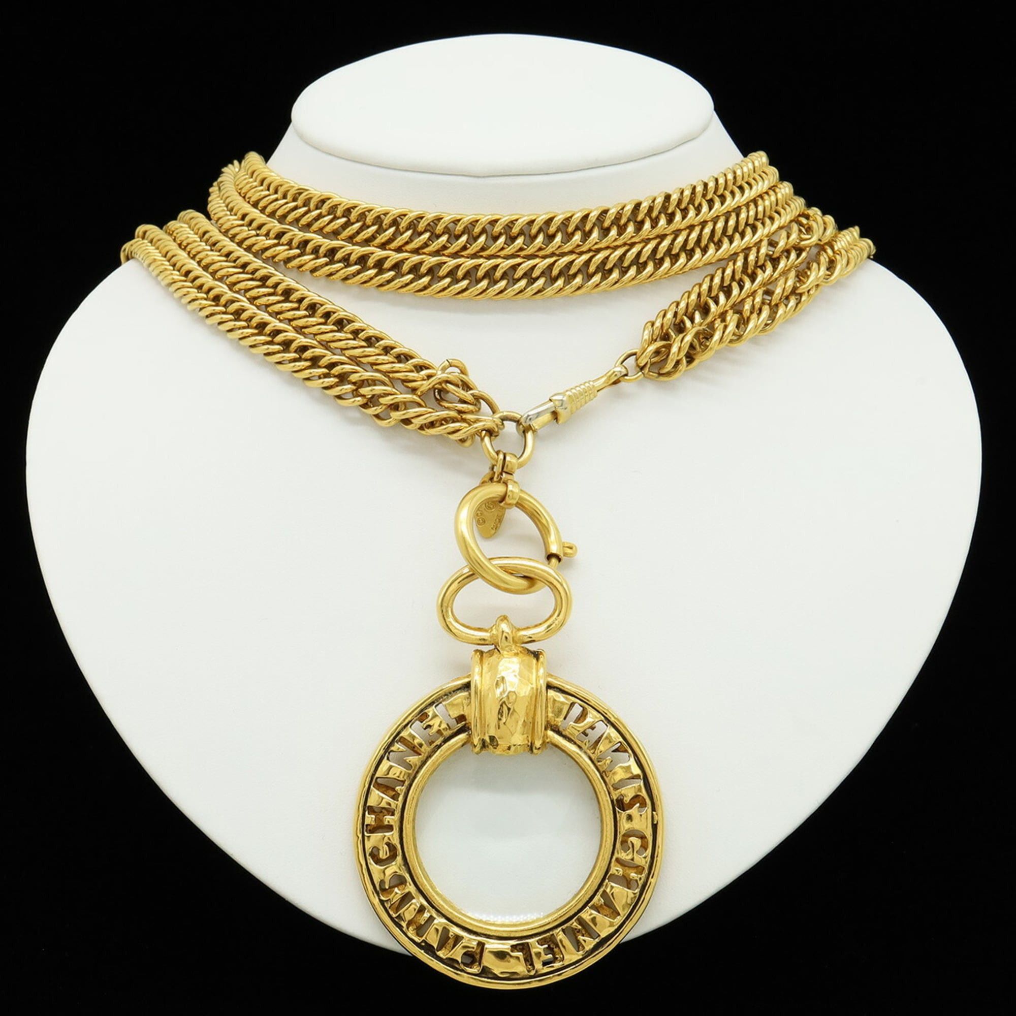 Chanel CHANEL Magnifying Glass Necklace, Double Chain Pendant, Circle, Round, GP Gold Size ONE SIZE - 9 Thumbnail