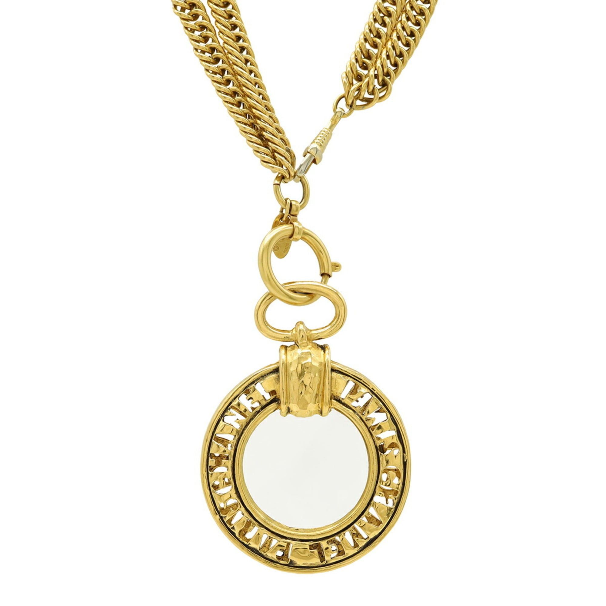 Chanel CHANEL Magnifying Glass Necklace, Double Chain Pendant, Circle, Round, GP Gold Size ONE SIZE - 2 Thumbnail