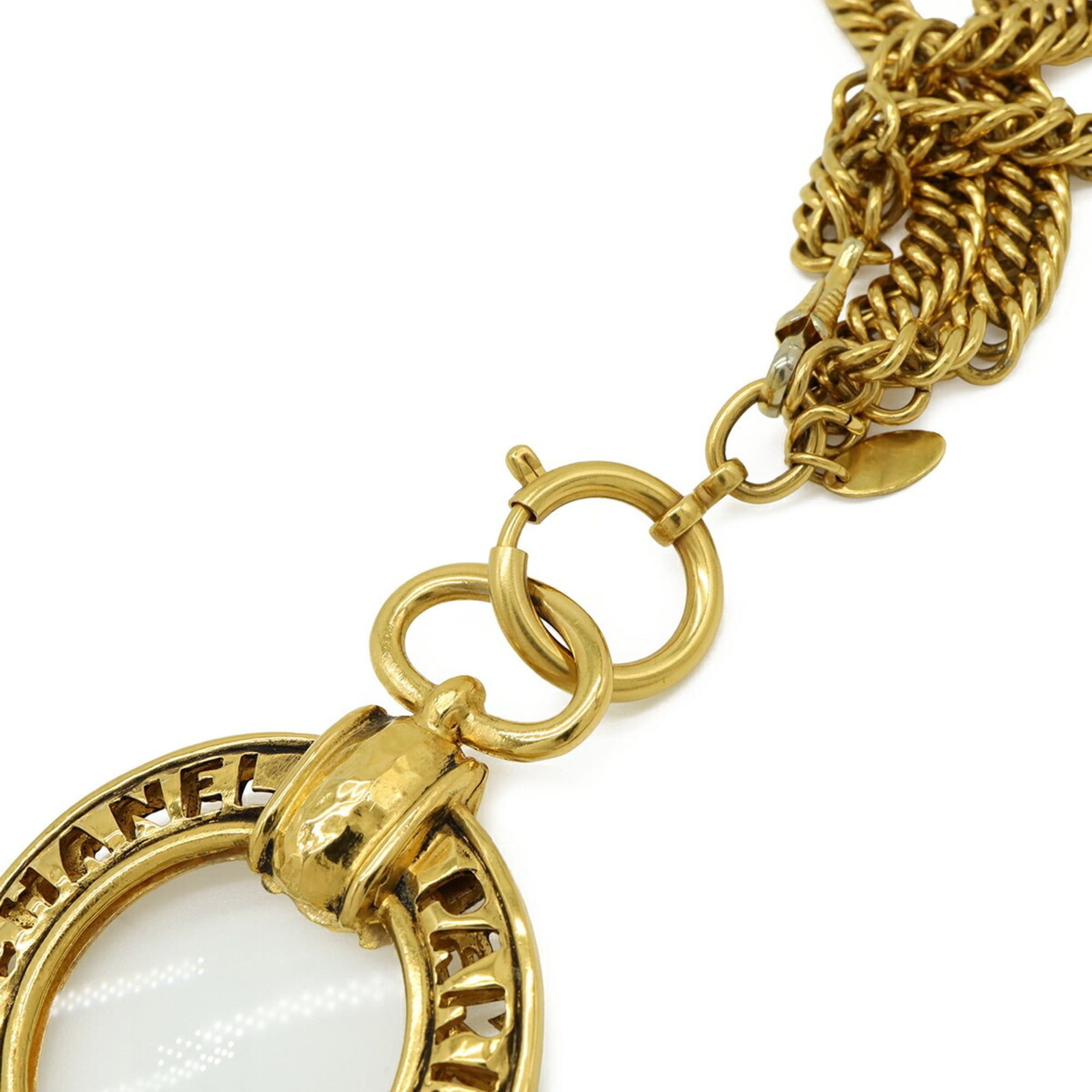 Chanel CHANEL Magnifying Glass Necklace, Double Chain Pendant, Circle, Round, GP Gold Size ONE SIZE - 7 Thumbnail