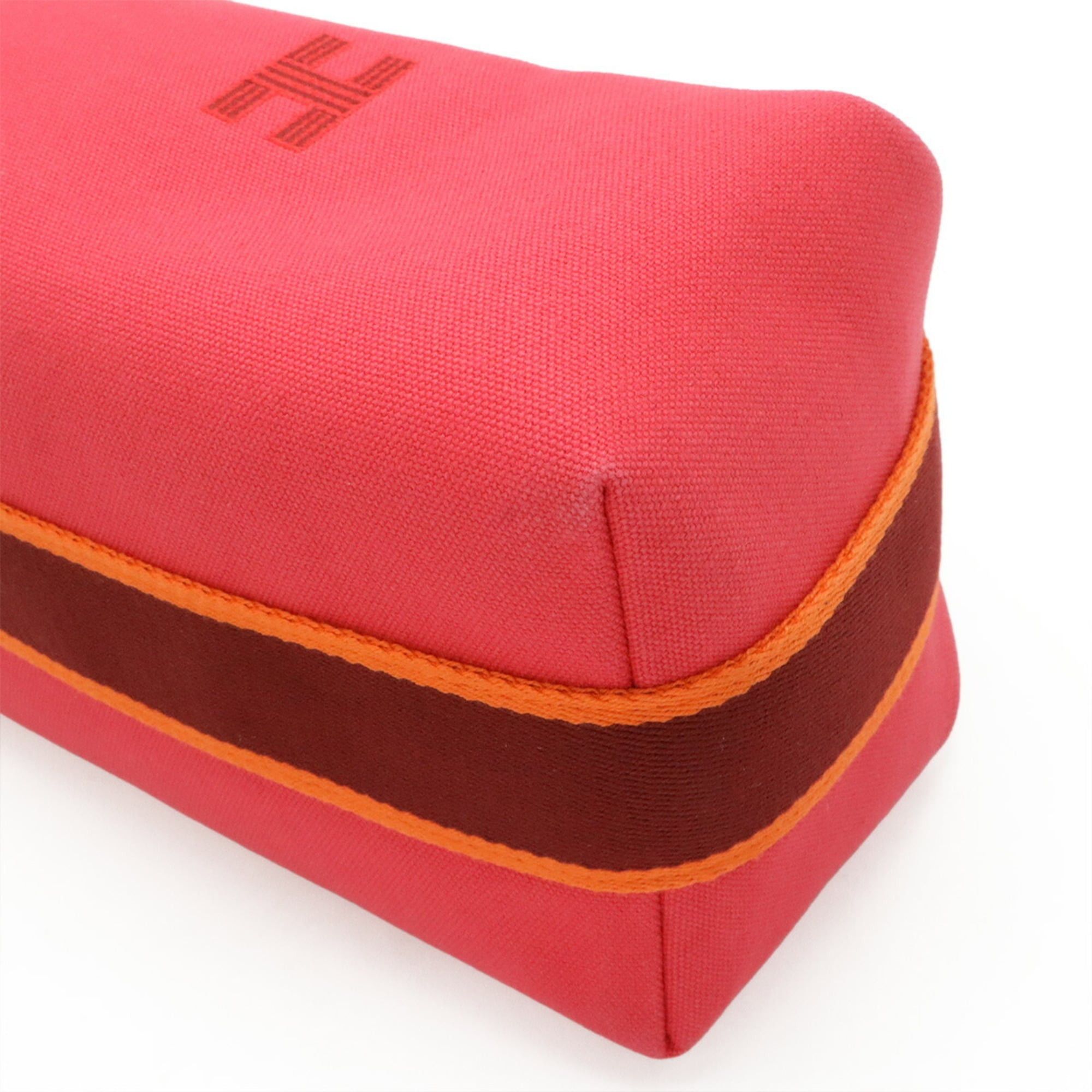 Hermes HERMES Bride à Black PM Bus Pouch Handbag Canvas Hibiscus Pink H104222M Size ONE SIZE - 4 Thumbnail