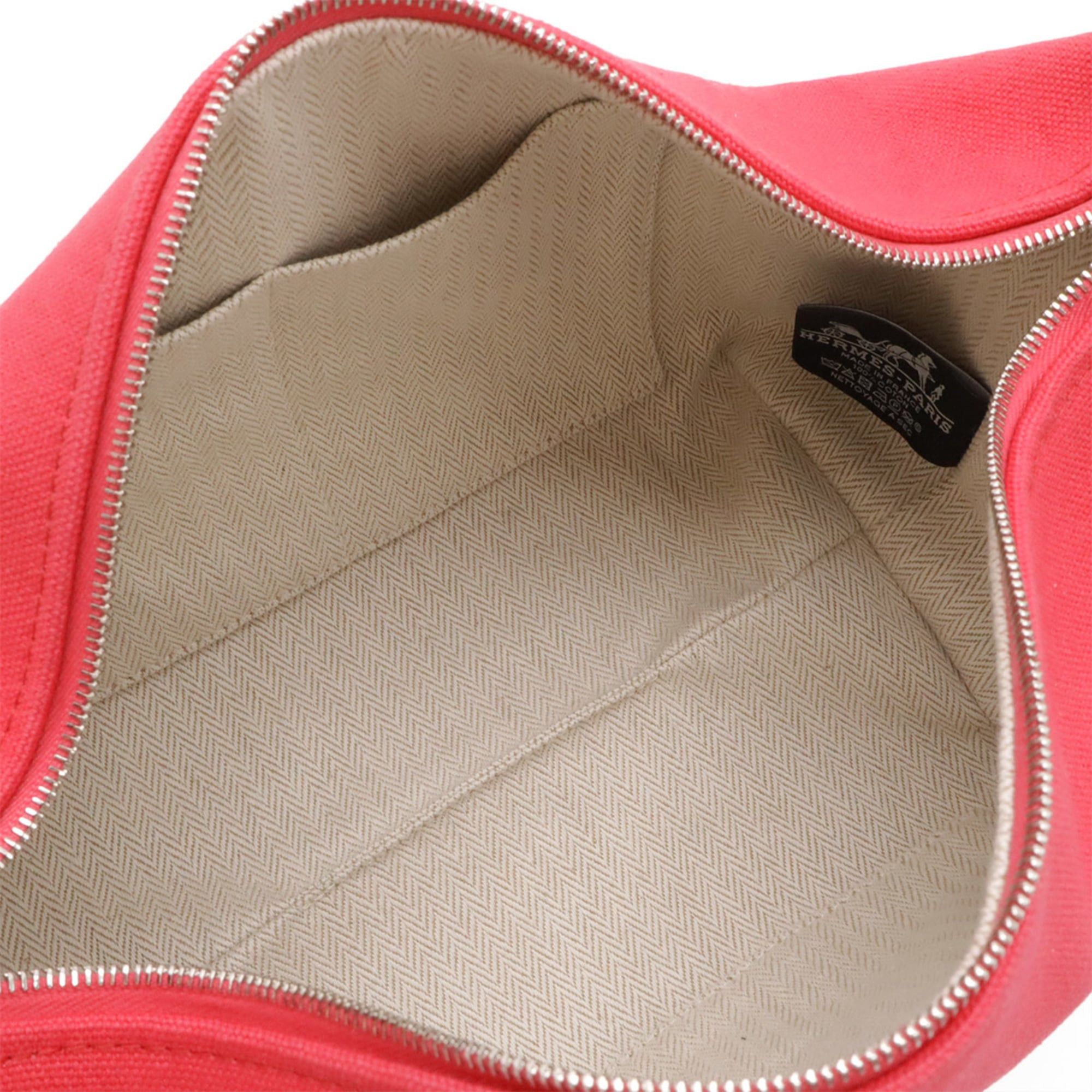 Hermes HERMES Bride à Black PM Bus Pouch Handbag Canvas Hibiscus Pink H104222M Size ONE SIZE - 7 Thumbnail