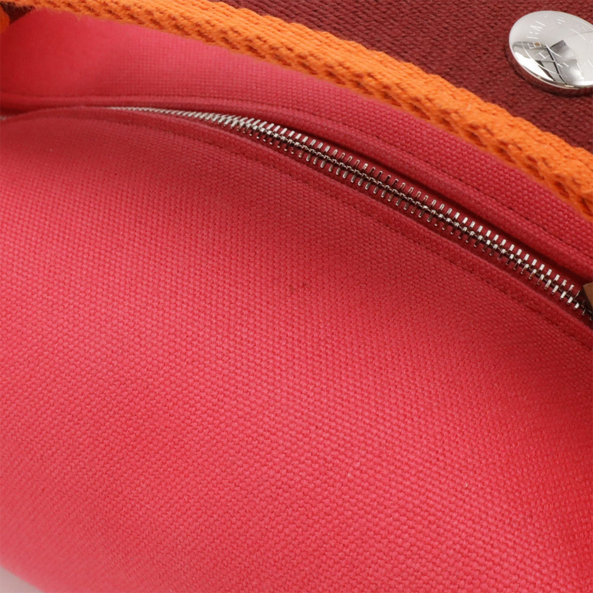 Hermes HERMES Bride à Black PM Bus Pouch Handbag Canvas Hibiscus Pink H104222M Size ONE SIZE - 5 Thumbnail