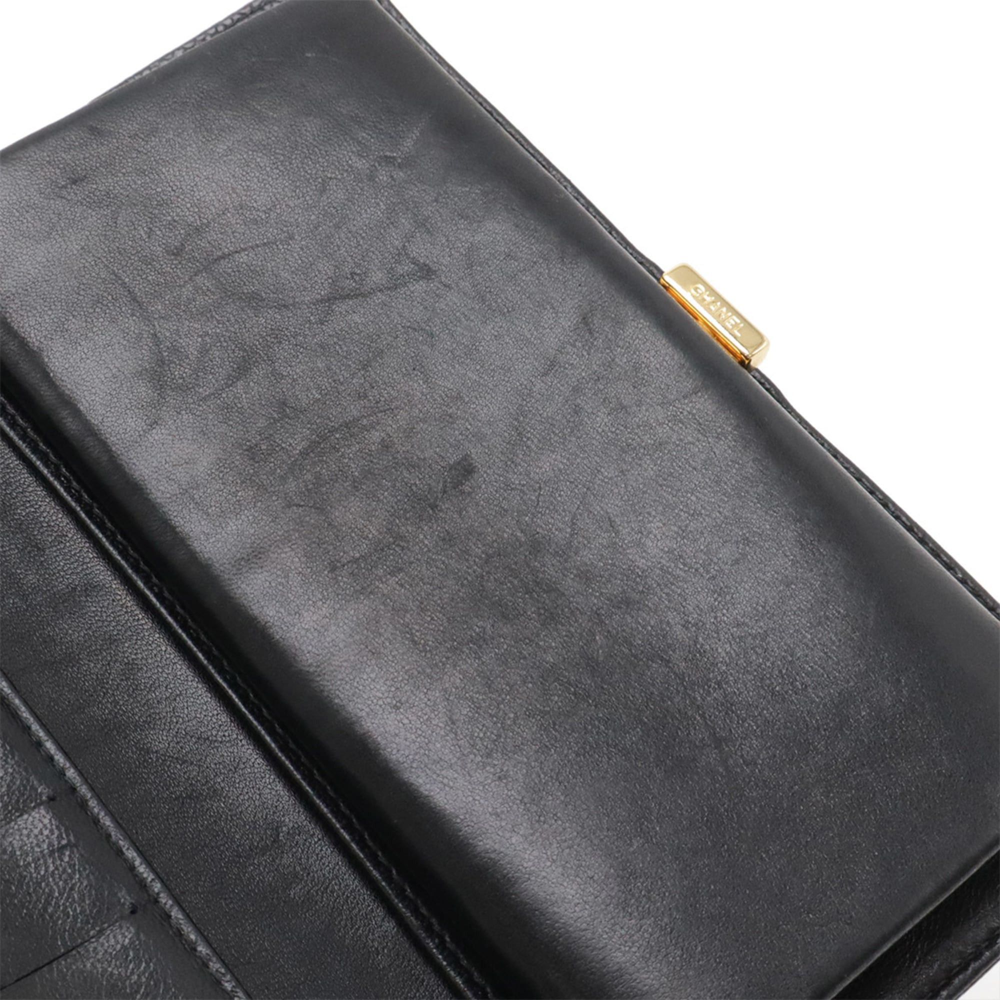 Chanel CHANEL Coco Mark Long Wallet, Caviar Leather, Black, A13498 Size ONE SIZE - 7 Thumbnail