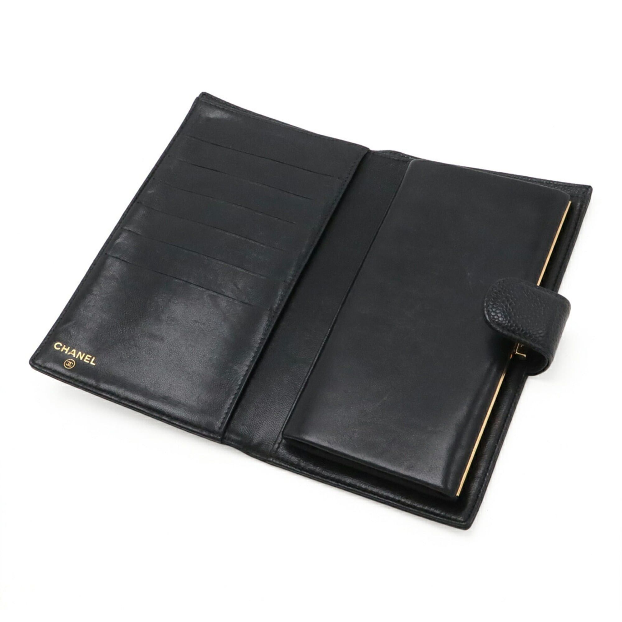 Chanel CHANEL Coco Mark Long Wallet, Caviar Leather, Black, A13498 Size ONE SIZE - 5 Thumbnail