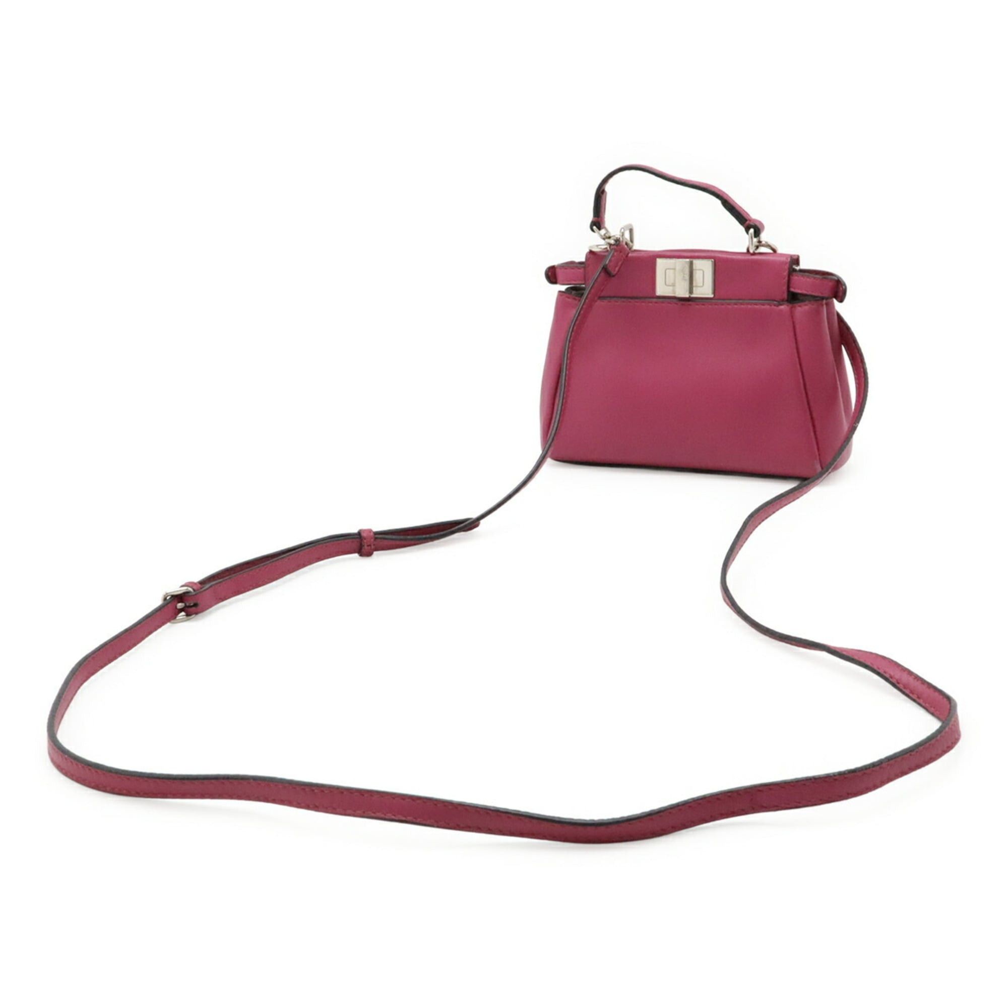 Fendi FENDI Micro Peekaboo Handbag Shoulder Bag Leather Rose Purple 8M0355 Size ONE SIZE - 3 Thumbnail