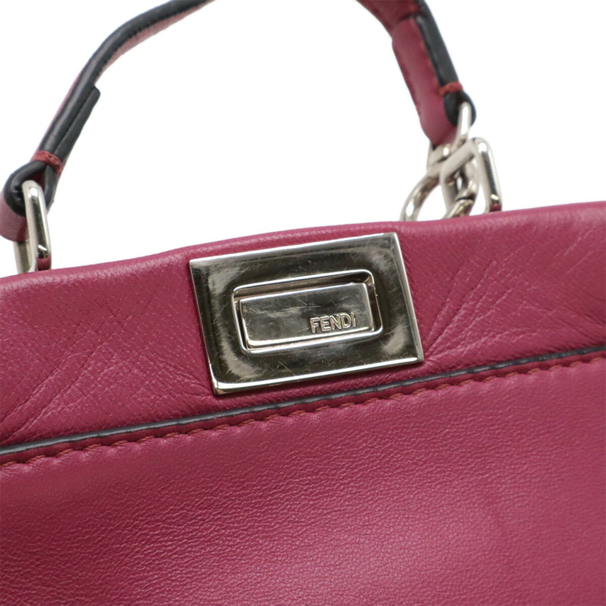 Fendi FENDI Micro Peekaboo Handbag Shoulder Bag Leather Rose Purple 8M0355 Size ONE SIZE - 6 Thumbnail