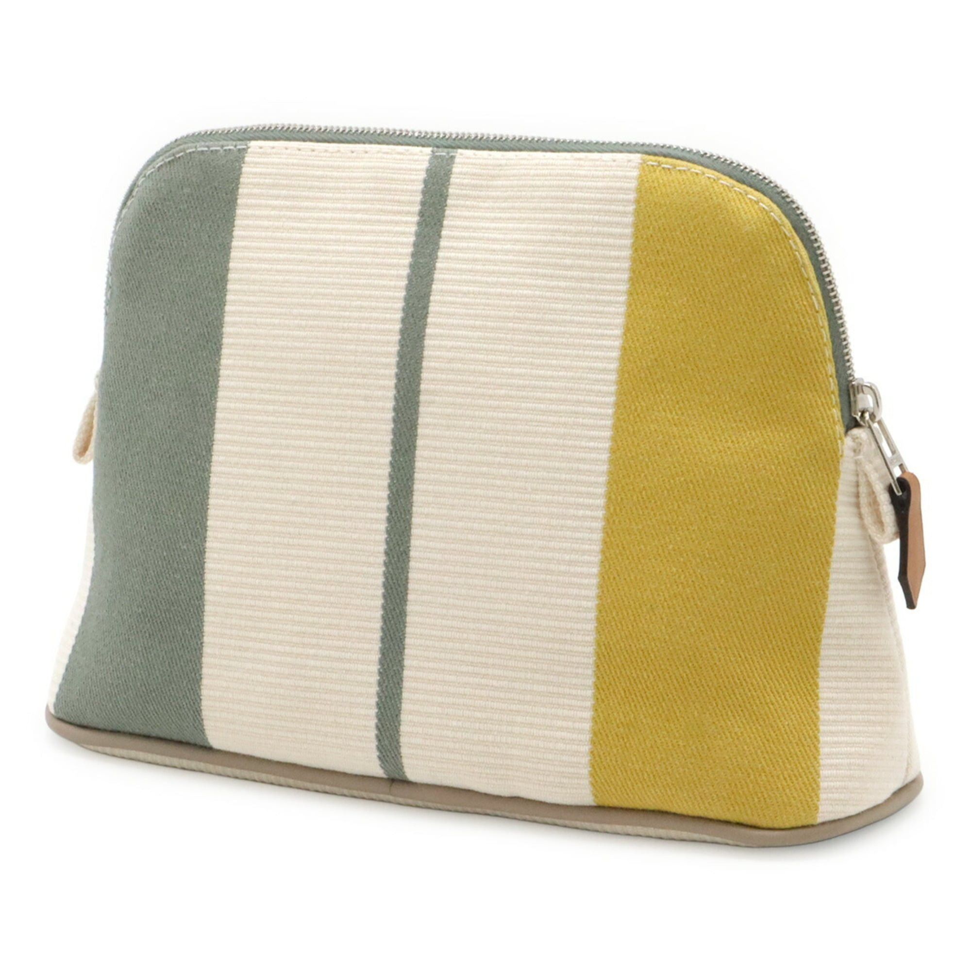 Hermes HERMES Bolide Pouch Mini Rayures Rocabar Stripe Canvas Absinthe Jaune Citron Size ONE SIZE - 3 Thumbnail