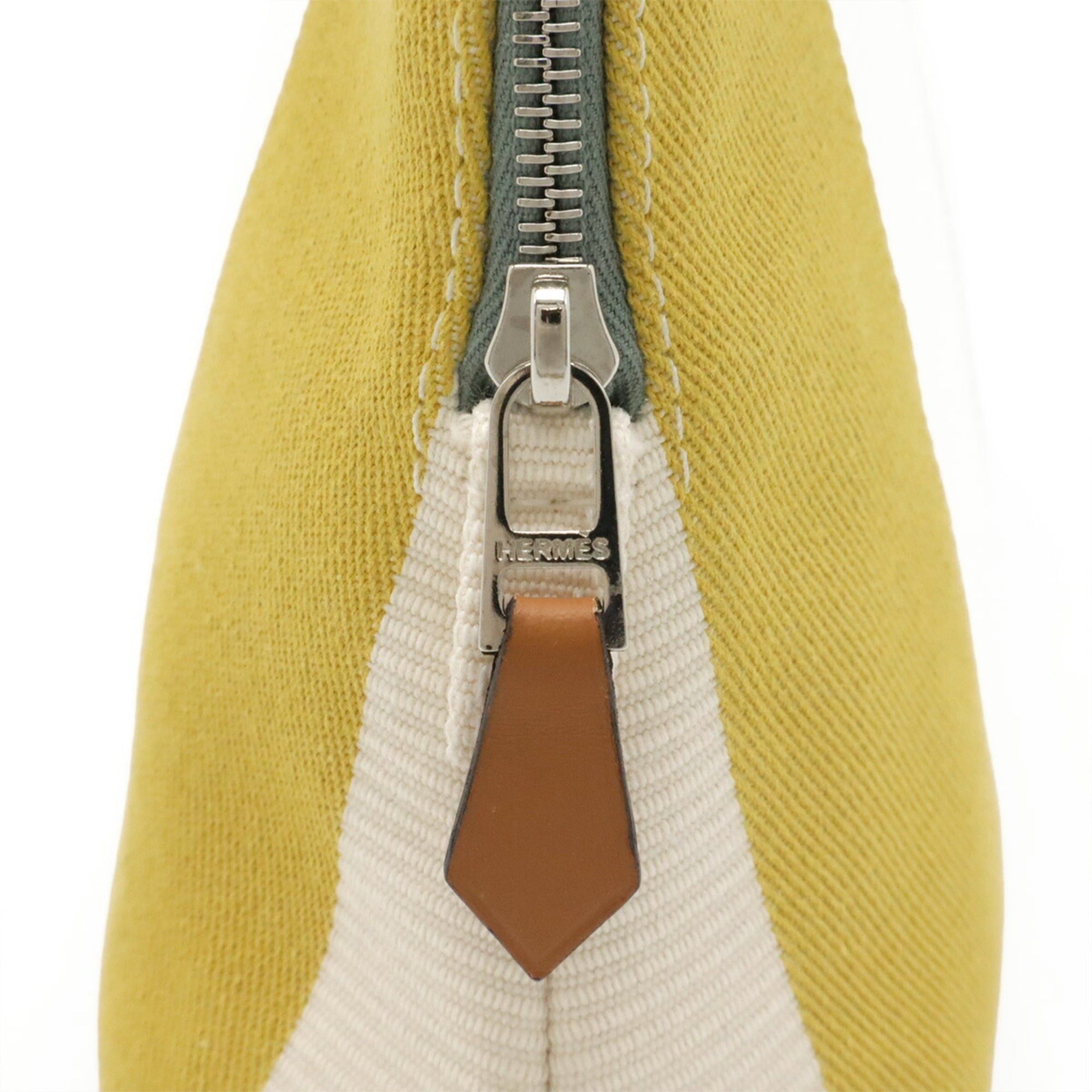 Hermes HERMES Bolide Pouch Mini Rayures Rocabar Stripe Canvas Absinthe Jaune Citron Size ONE SIZE - 5 Thumbnail