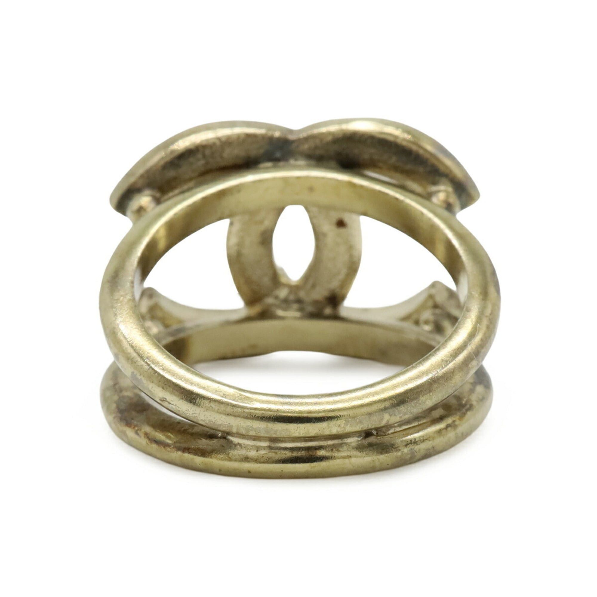 Chanel CHANEL Coco Mark Rhinestone Ring, GP Gold, Orange, Japanese Size Approx. 1 (C21S) Size ONE SIZE - 4 Thumbnail