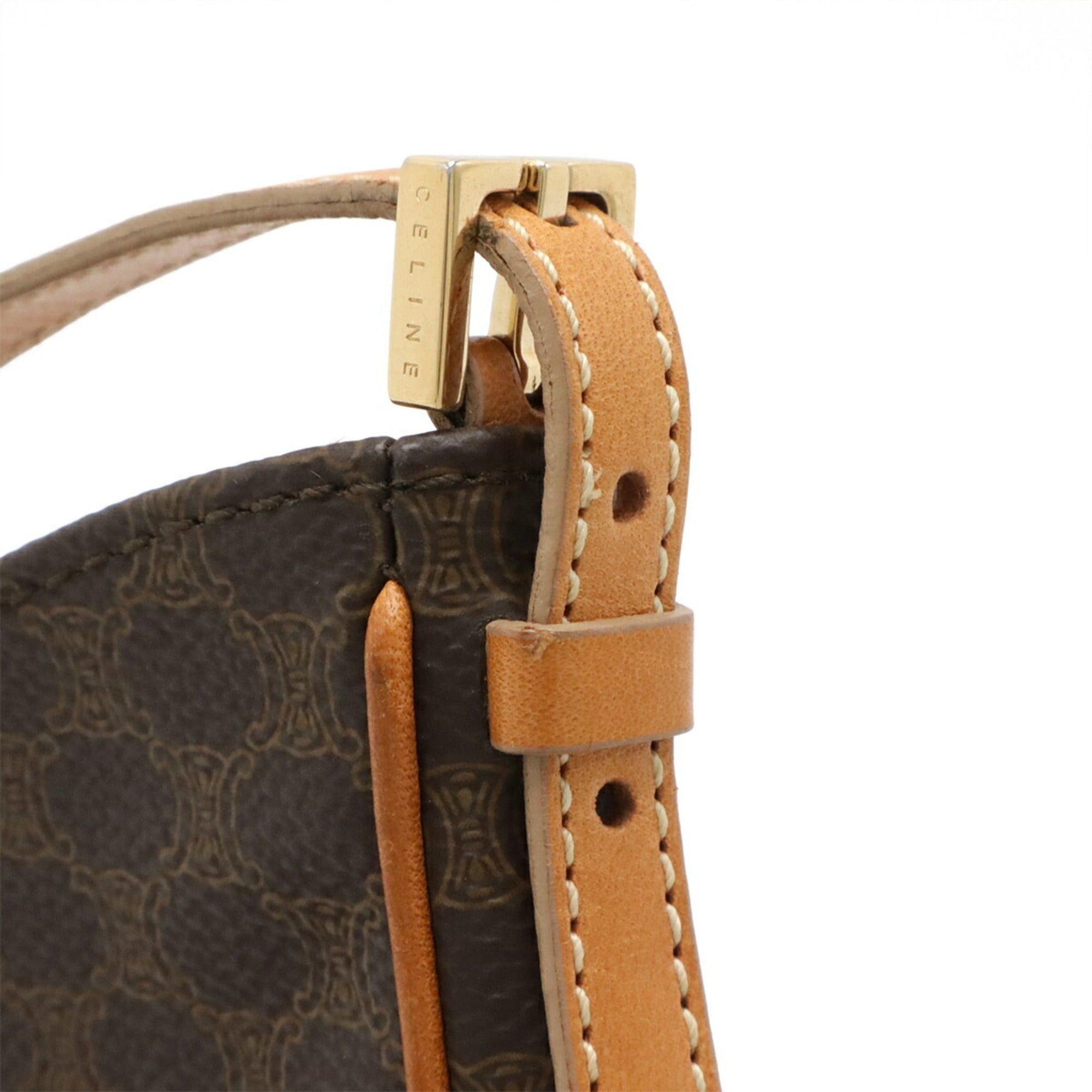 Celine CELINE Macadam pattern handbag, pouch, shoulder bag, leather, dark brown Size ONE SIZE - 8 Thumbnail