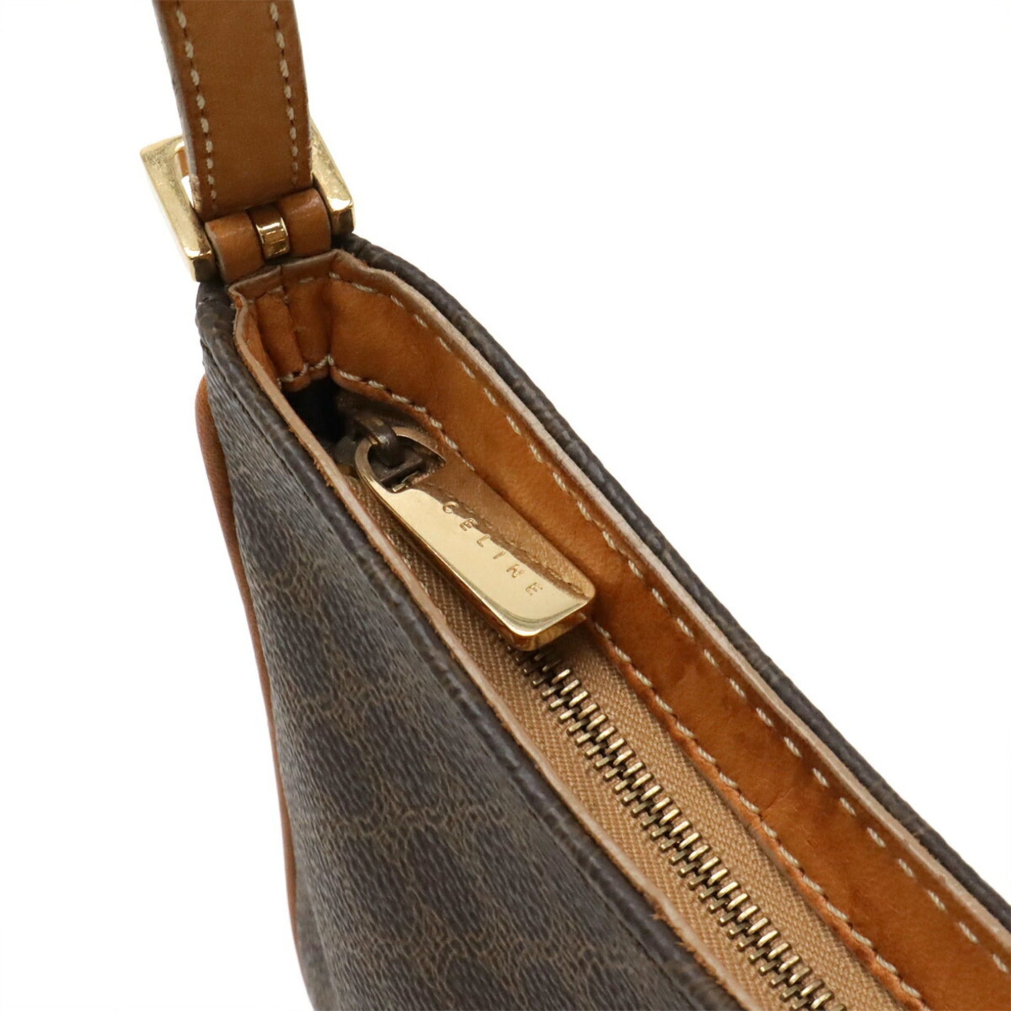 Celine CELINE Macadam pattern handbag, pouch, shoulder bag, leather, dark brown Size ONE SIZE - 5 Thumbnail