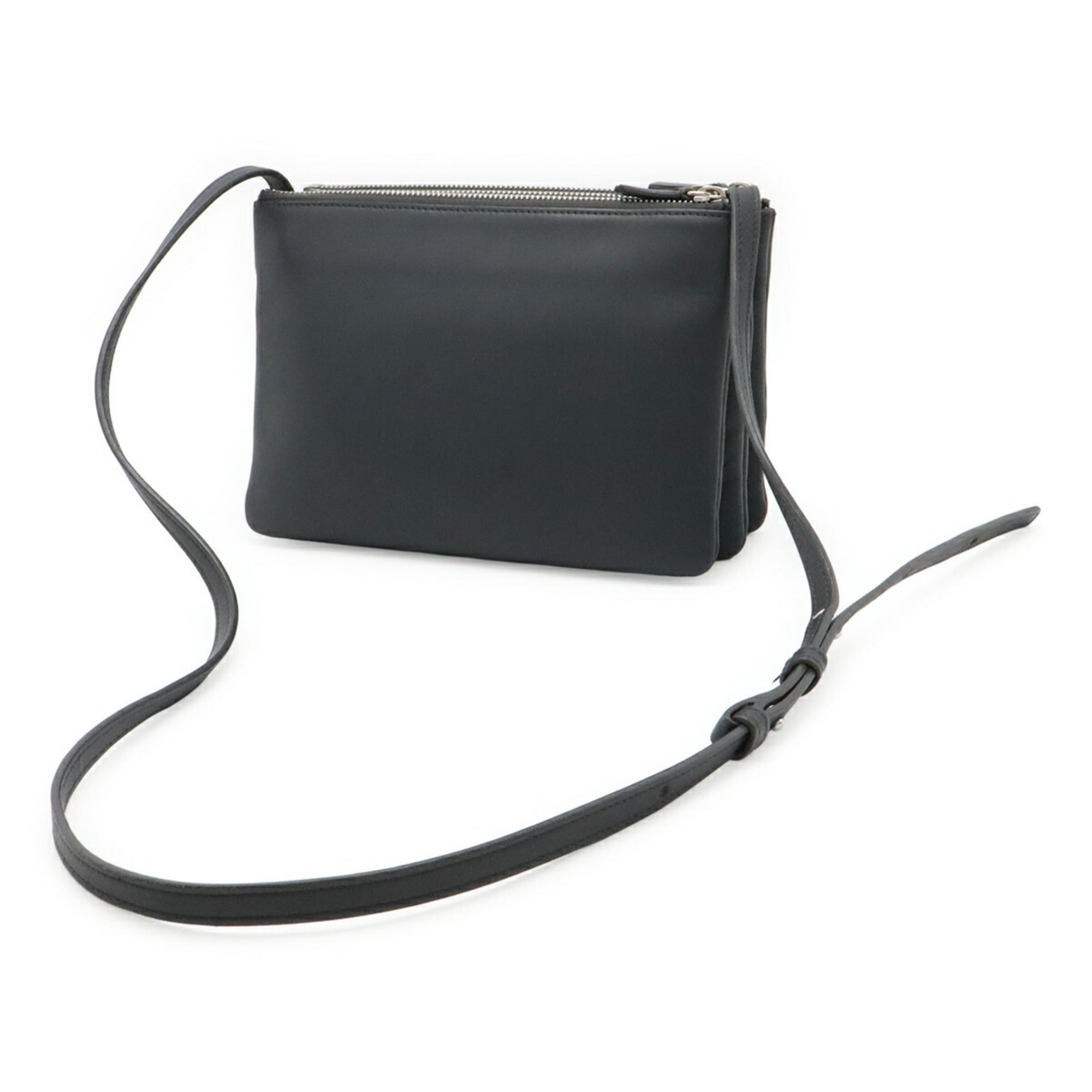 Celine CELINE Trio Small Shoulder Bag, Pouch, Handbag, Leather, Charcoal Gray, 165113 Size ONE SIZE - 3 Thumbnail
