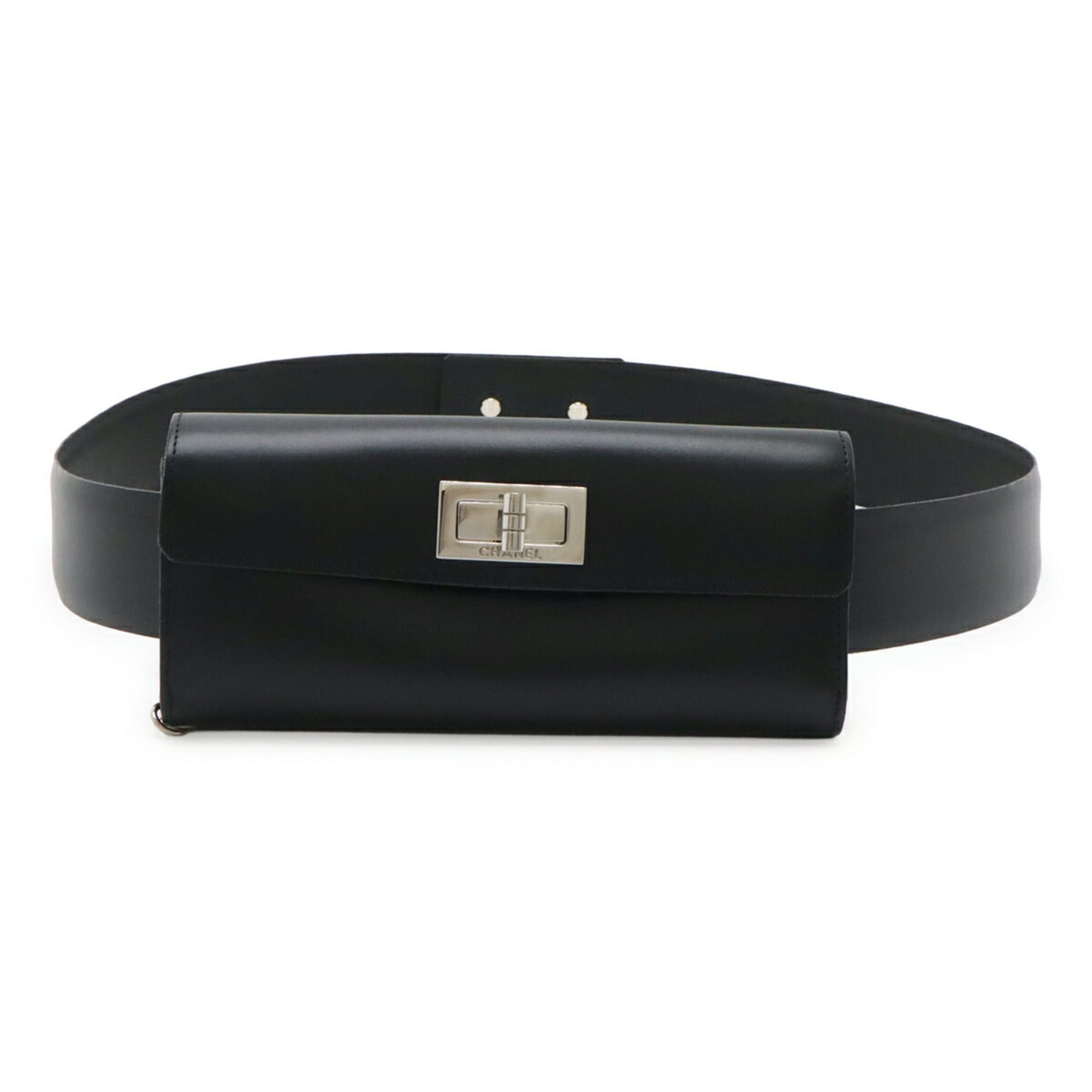 Chanel CHANEL 2.55 Belt Bag, Waist Bum Clutch Leather, Black, Chain Missing, #85 Size ONE SIZE - 2 Thumbnail