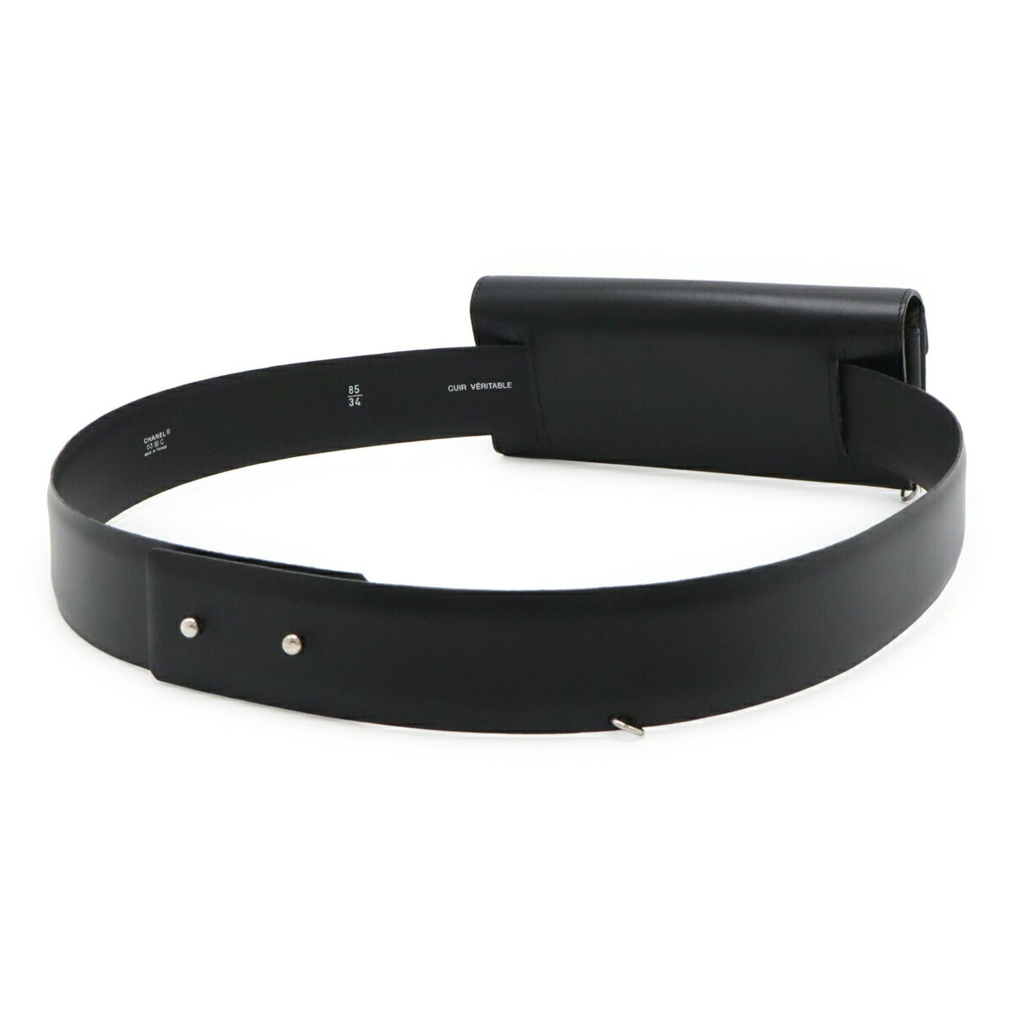Chanel CHANEL 2.55 Belt Bag, Waist Bum Clutch Leather, Black, Chain Missing, #85 Size ONE SIZE - 3 Thumbnail