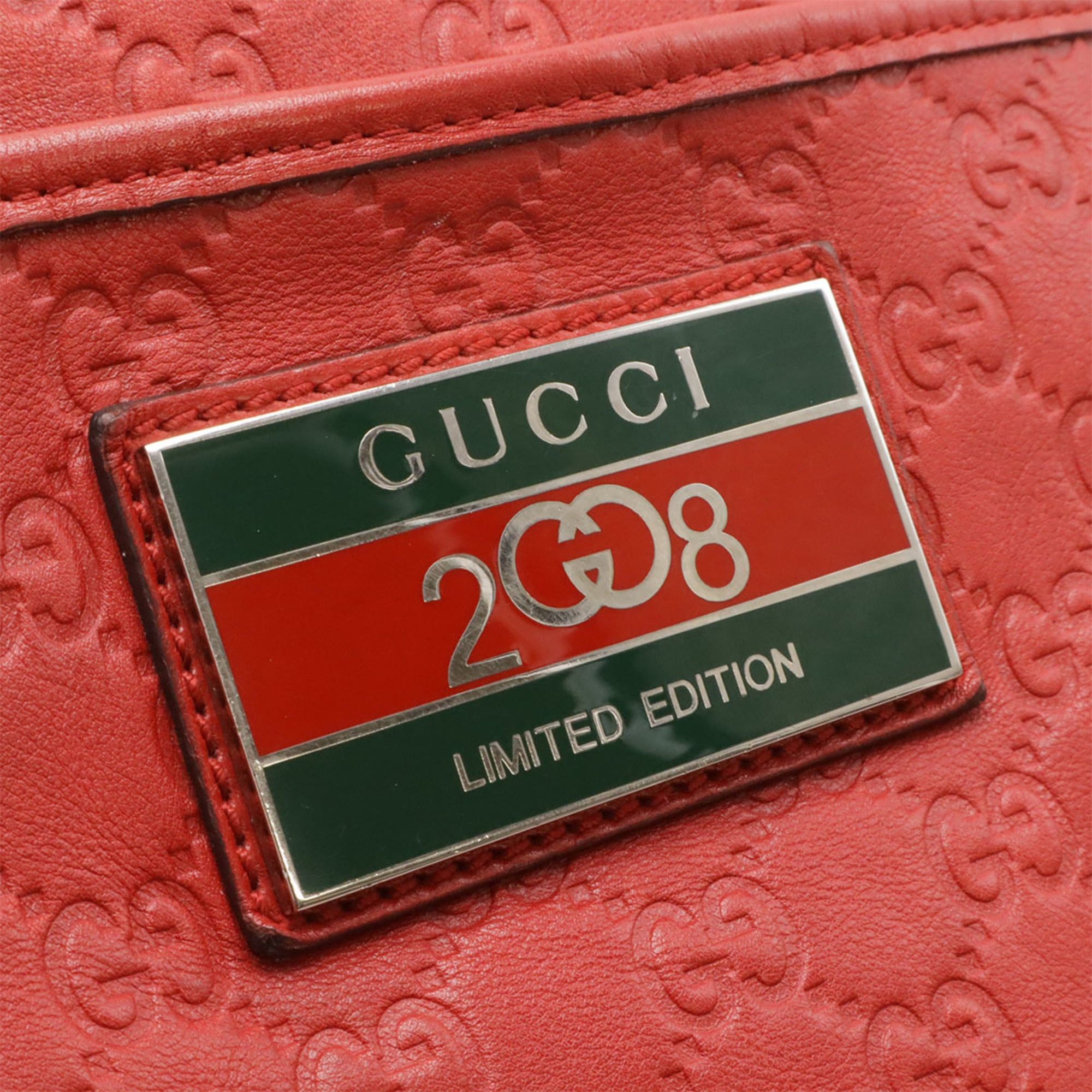 Gucci GUCCI Guccissima Sherry Line Shoulder Bag Handbag Leather Red 2008 Beijing Olympics 193715 Size ONE SIZE - 5 Thumbnail
