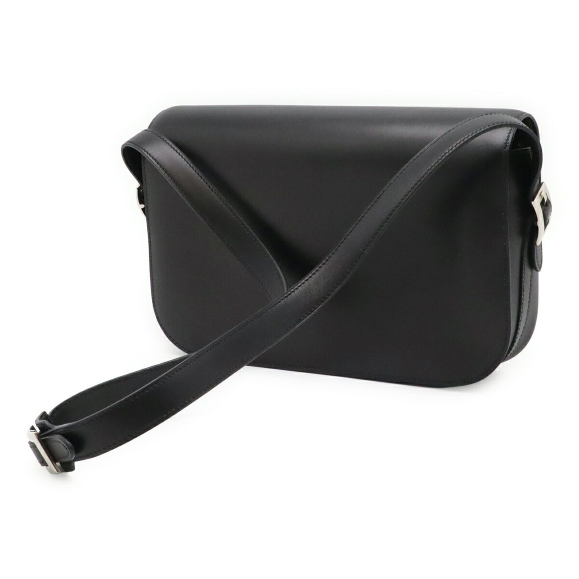 Hermes HERMES Martine Shoulder Bag, Flap Box Calf Leather, Black, D Stamp Size ONE SIZE - 3 Thumbnail