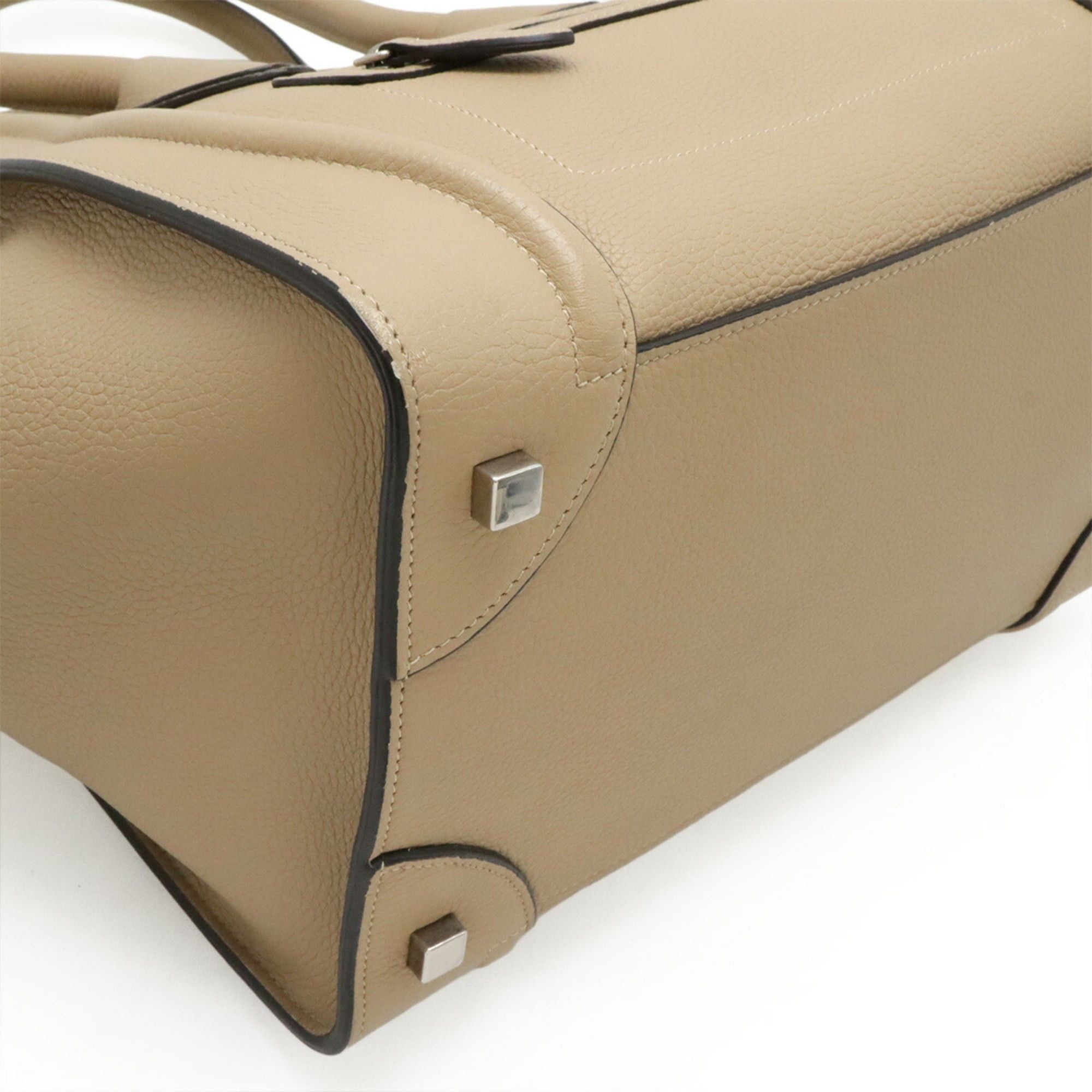 Celine CELINE Luggage Mini Shopper Tote Bag Handbag Leather Beige 165213 Size ONE SIZE - 4 Thumbnail