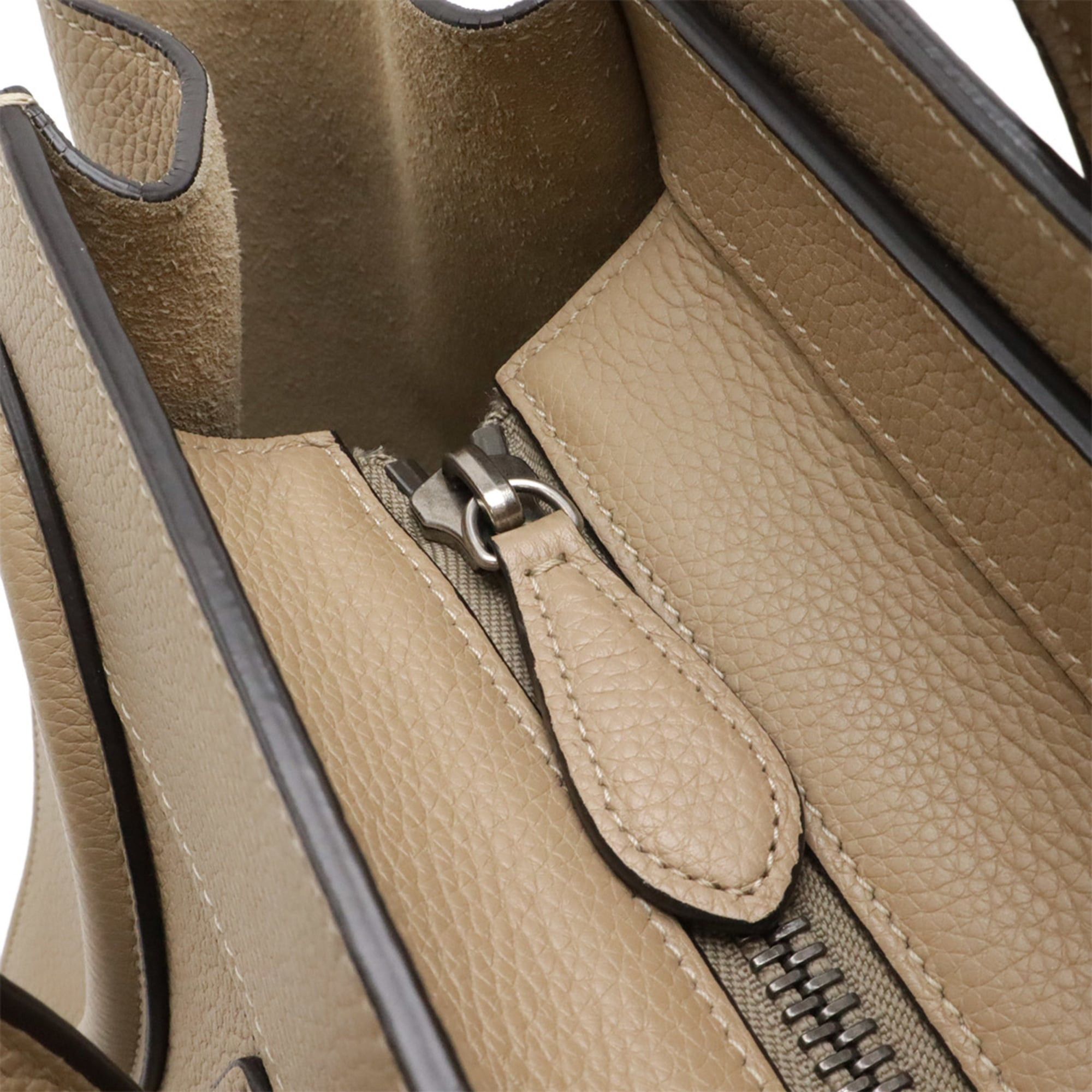 Celine CELINE Luggage Mini Shopper Tote Bag Handbag Leather Beige 165213 Size ONE SIZE - 6 Thumbnail