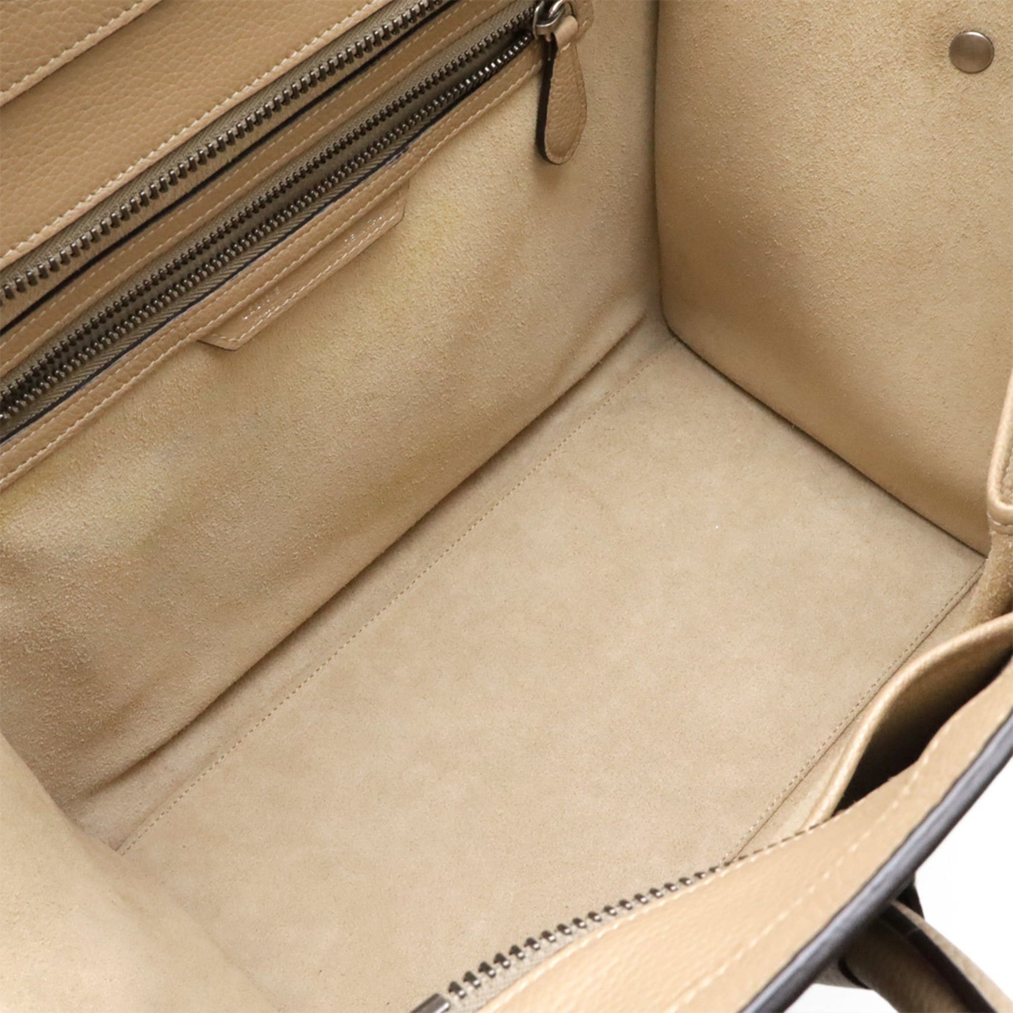 Celine CELINE Luggage Mini Shopper Tote Bag Handbag Leather Beige 165213 Size ONE SIZE - 8 Thumbnail