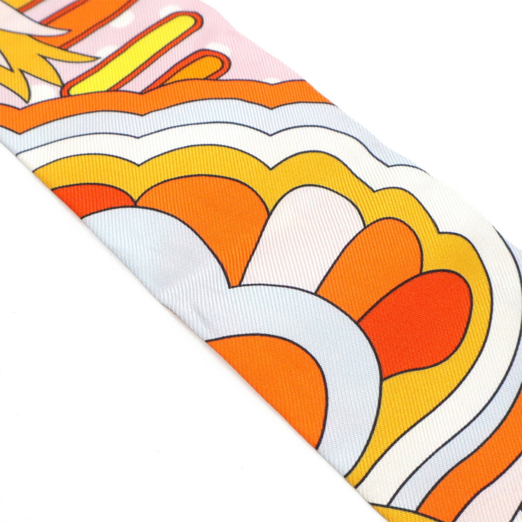 Hermes HERMES Twilly Scarf Muffler Handbag Faubourg Rainbow 100% Silk Orange Multicolor Size ONE SIZE - 4 Thumbnail