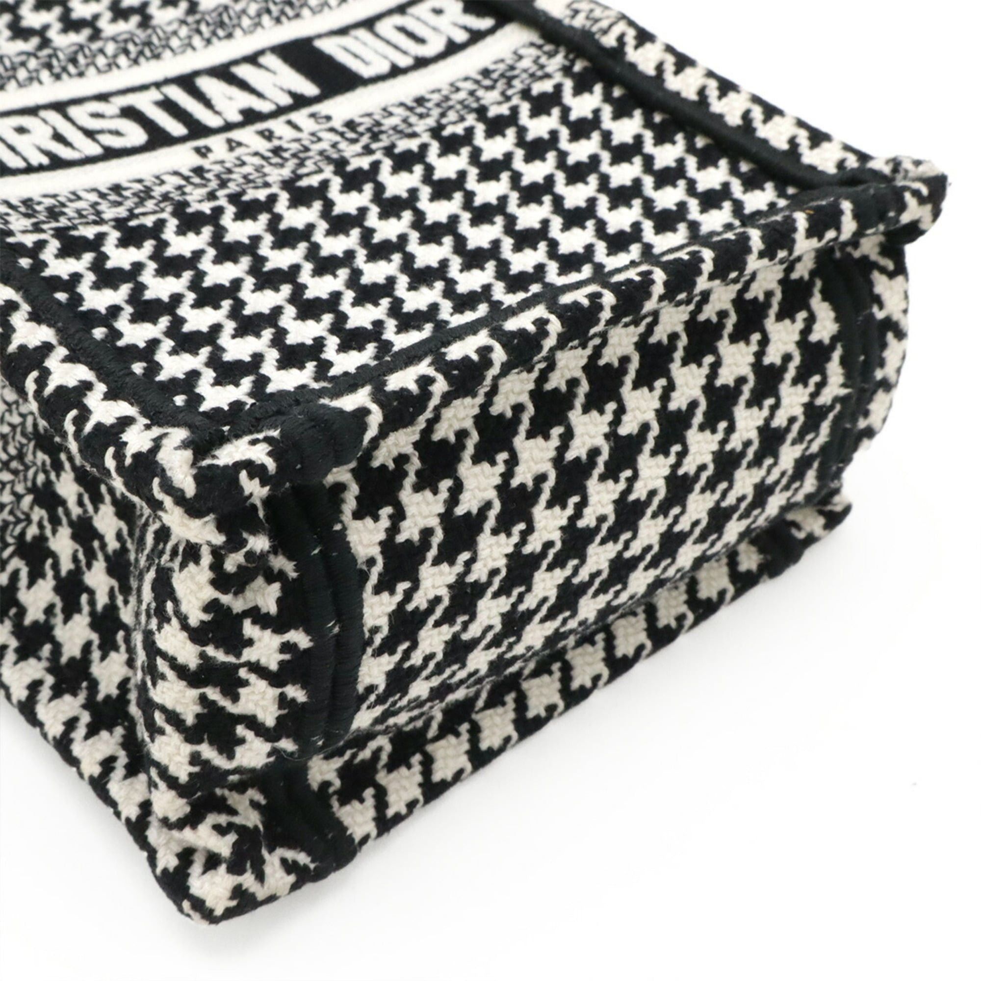 Dior Christian Dior Book Tote Phone Bag Shoulder Canvas Houndstooth Black White Size ONE SIZE - 4 Thumbnail