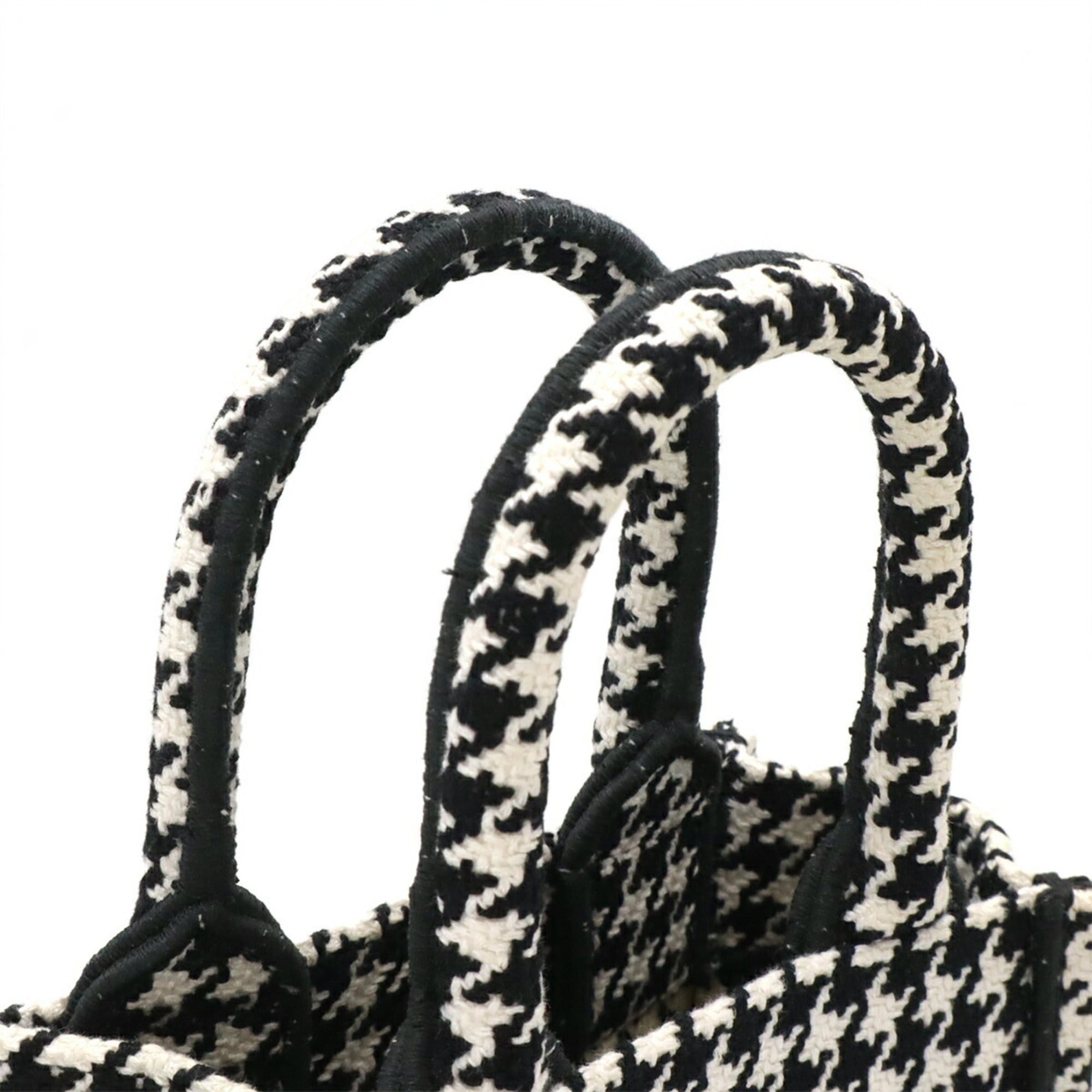 Dior Christian Dior Book Tote Phone Bag Shoulder Canvas Houndstooth Black White Size ONE SIZE - 6 Thumbnail
