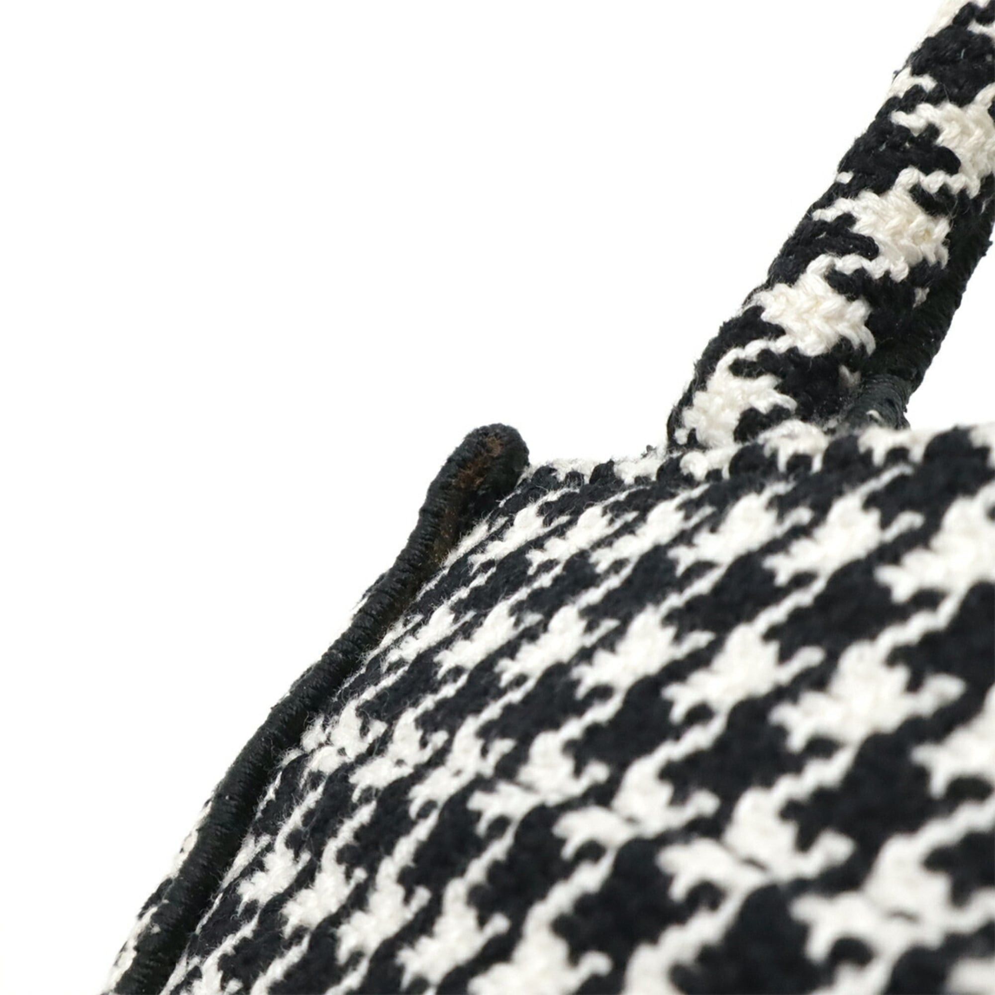 Dior Christian Dior Book Tote Phone Bag Shoulder Canvas Houndstooth Black White Size ONE SIZE - 5 Thumbnail