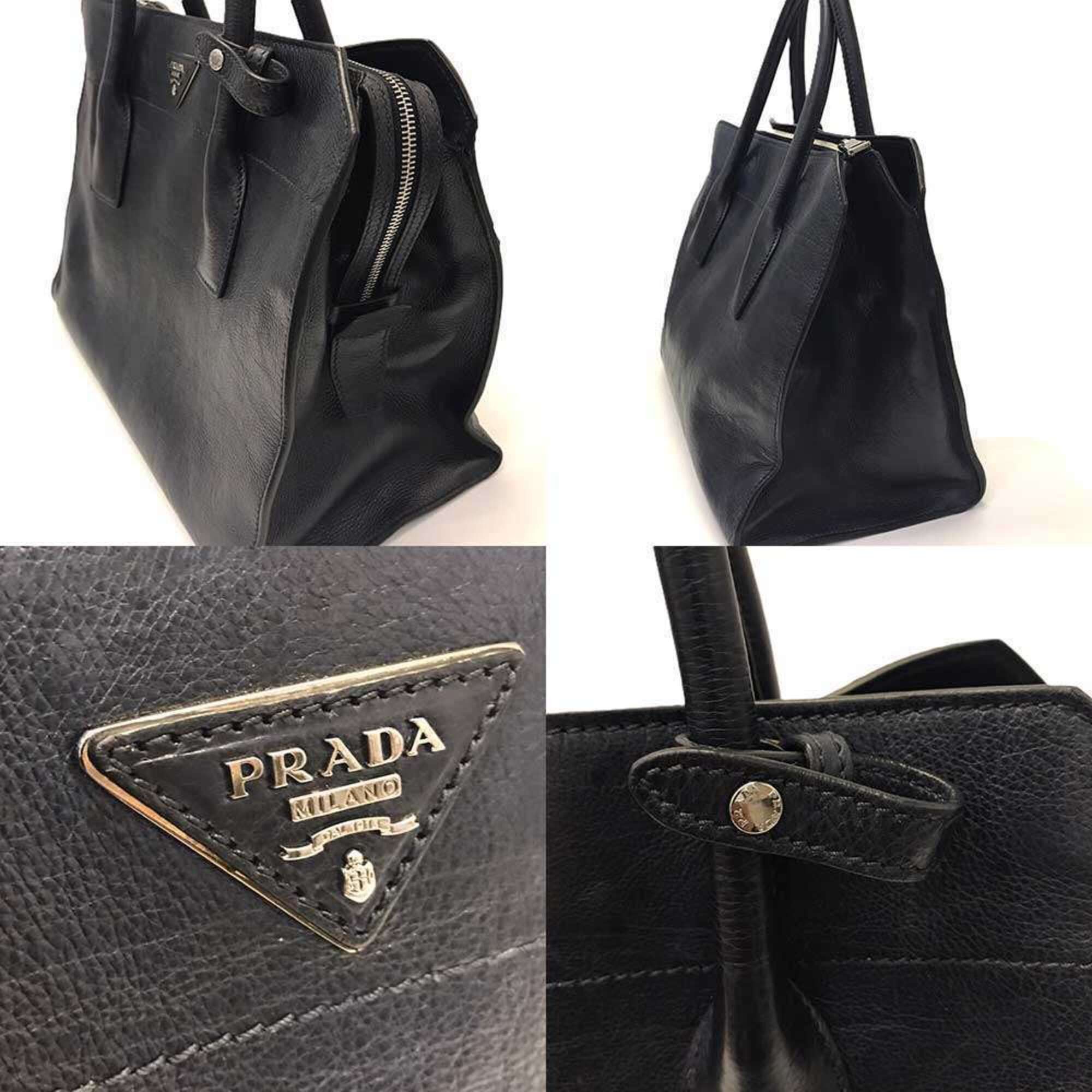 Prada Prada Vitello Daino Leather Handbag Triangle Navy PRADA Size ONE SIZE - 6 Thumbnail