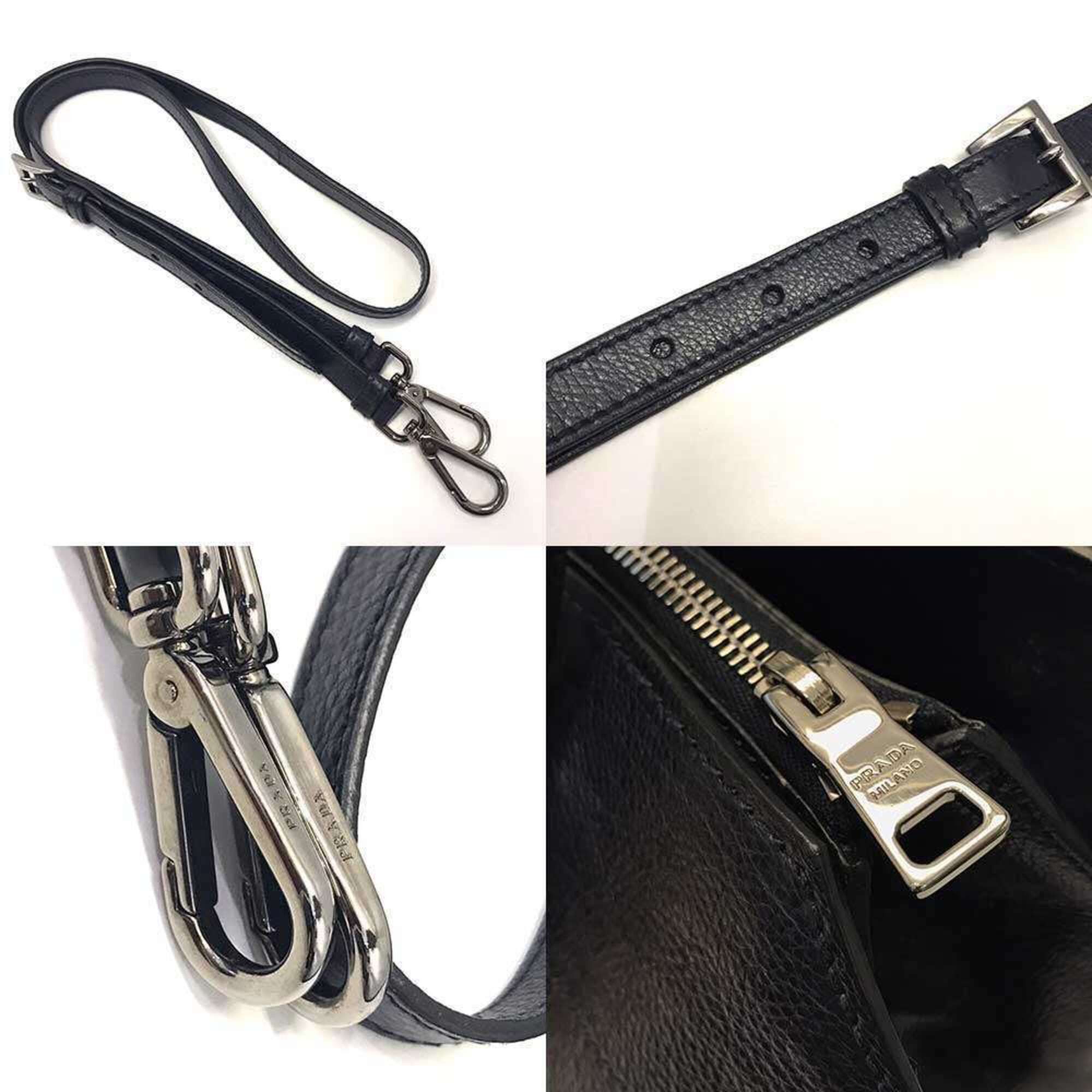 Prada Prada Vitello Daino Leather Handbag Triangle Navy PRADA Size ONE SIZE - 5 Thumbnail