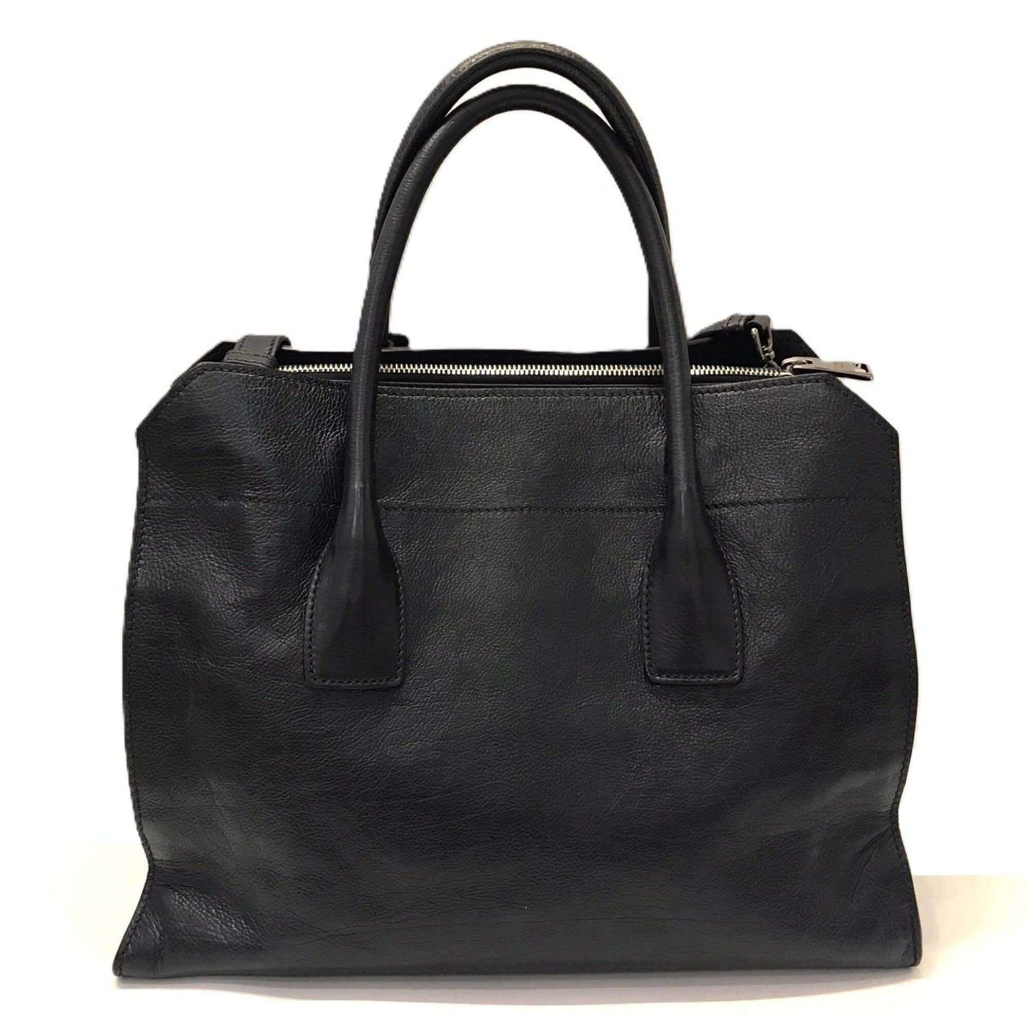Prada Prada Vitello Daino Leather Handbag Triangle Navy PRADA Size ONE SIZE - 2 Thumbnail