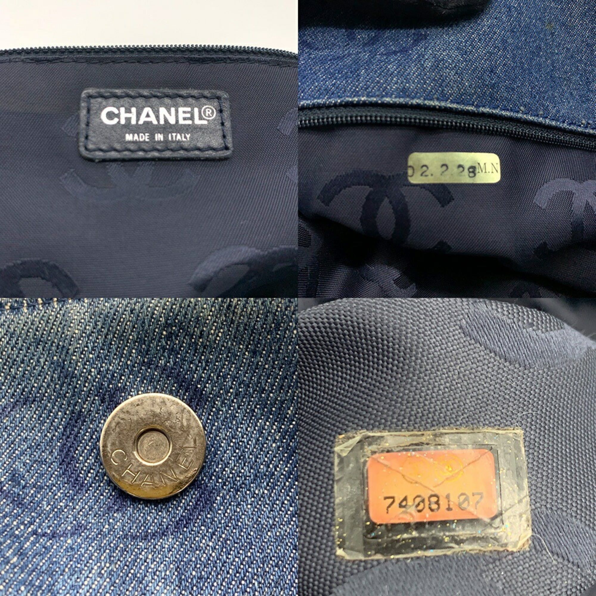 Chanel Chanel Coco Mark Plastic Chain Tote Bag Denim A18091 CHANEL Size ONE SIZE - 5 Thumbnail