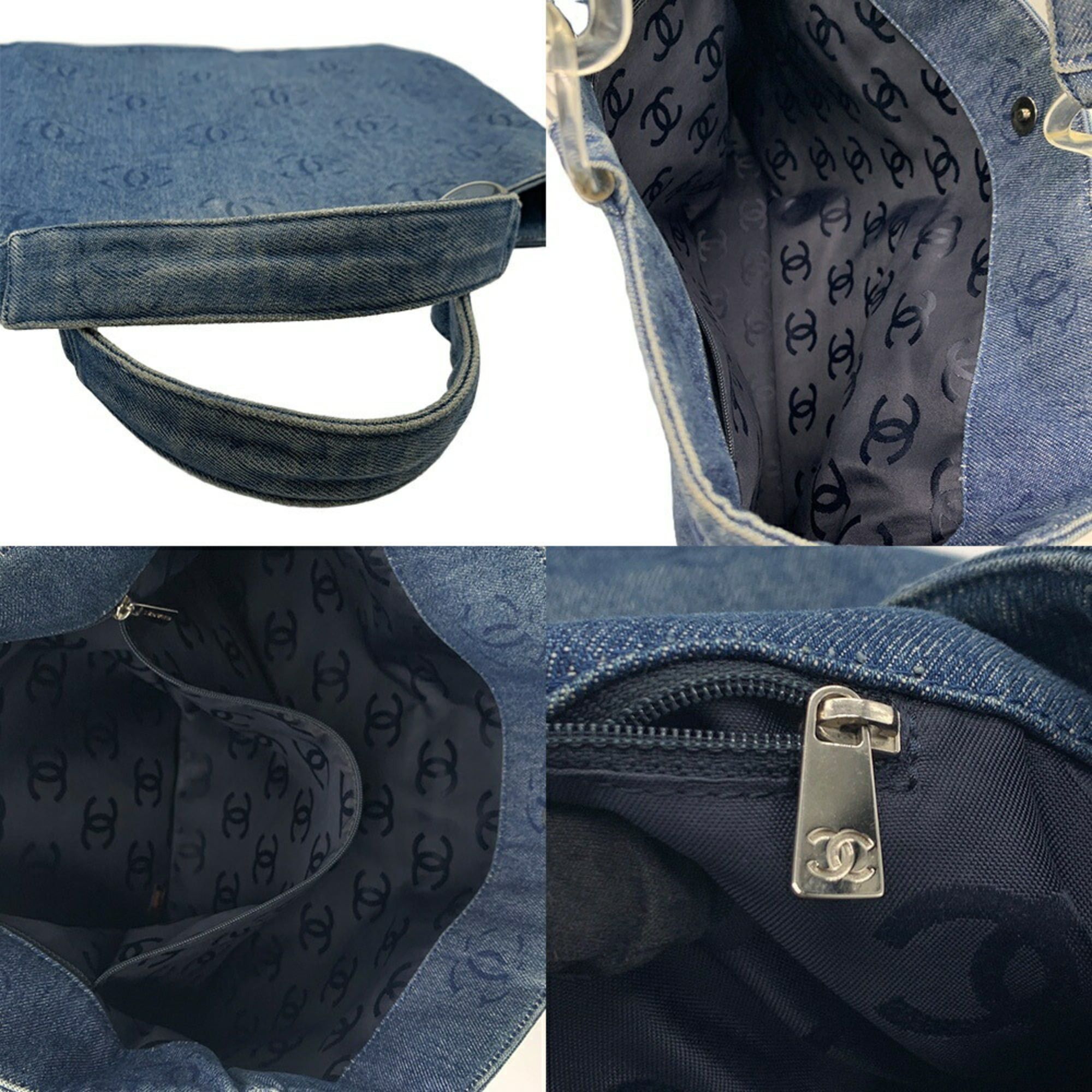 Chanel Chanel Coco Mark Plastic Chain Tote Bag Denim A18091 CHANEL Size ONE SIZE - 6 Thumbnail